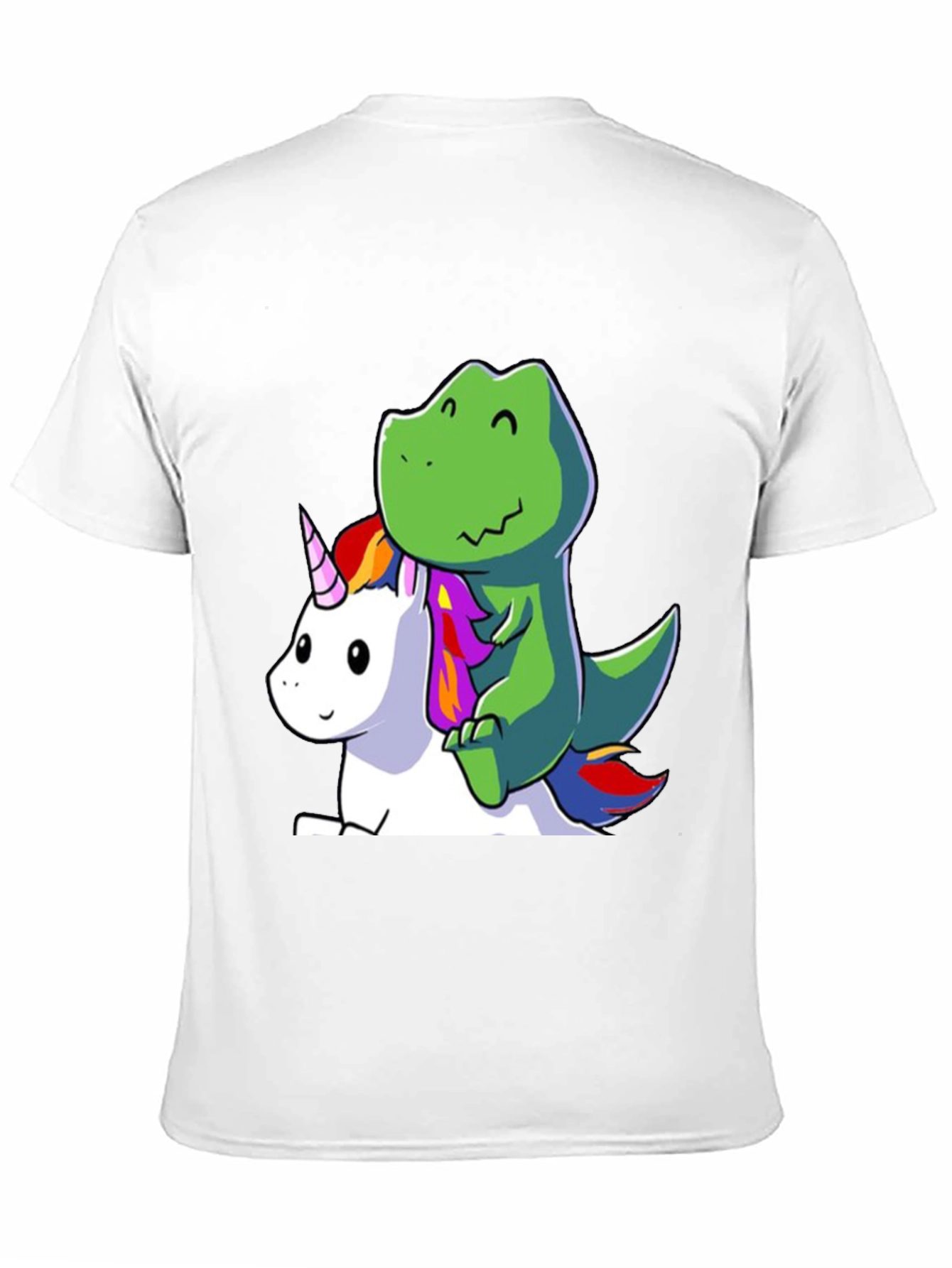 Black Dino Riding Unicorn T-Shirt - Cute Cartoon Design view 11