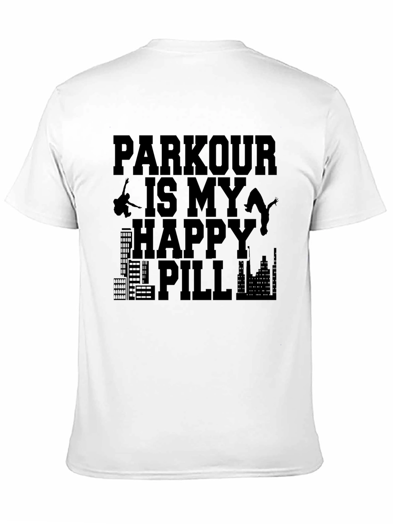 Black Parkour Happy Pill Graphic Tee - Black Cotton T-Shirt view 11