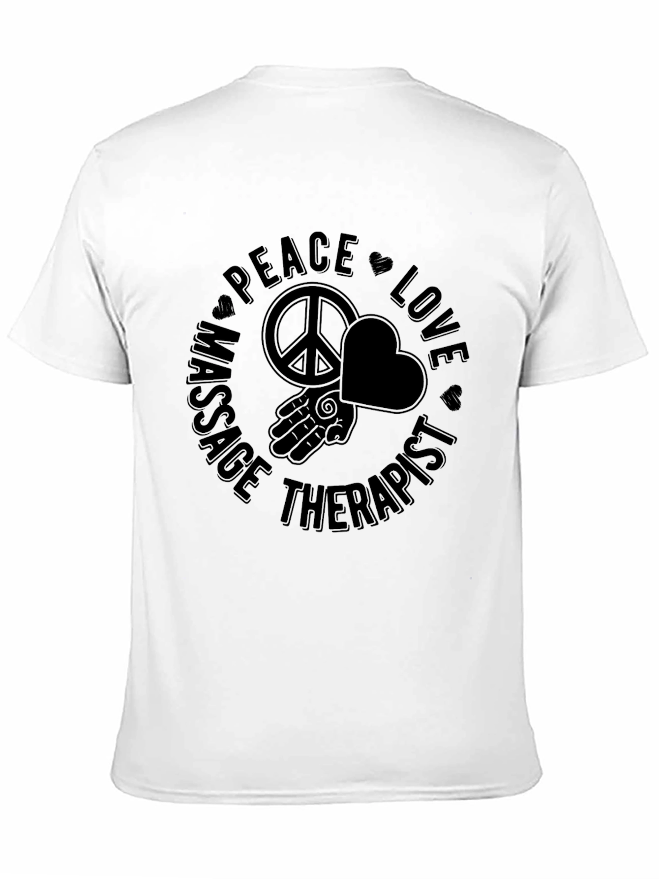 Black Peace Love Massage Therapist Black T-Shirt view 11