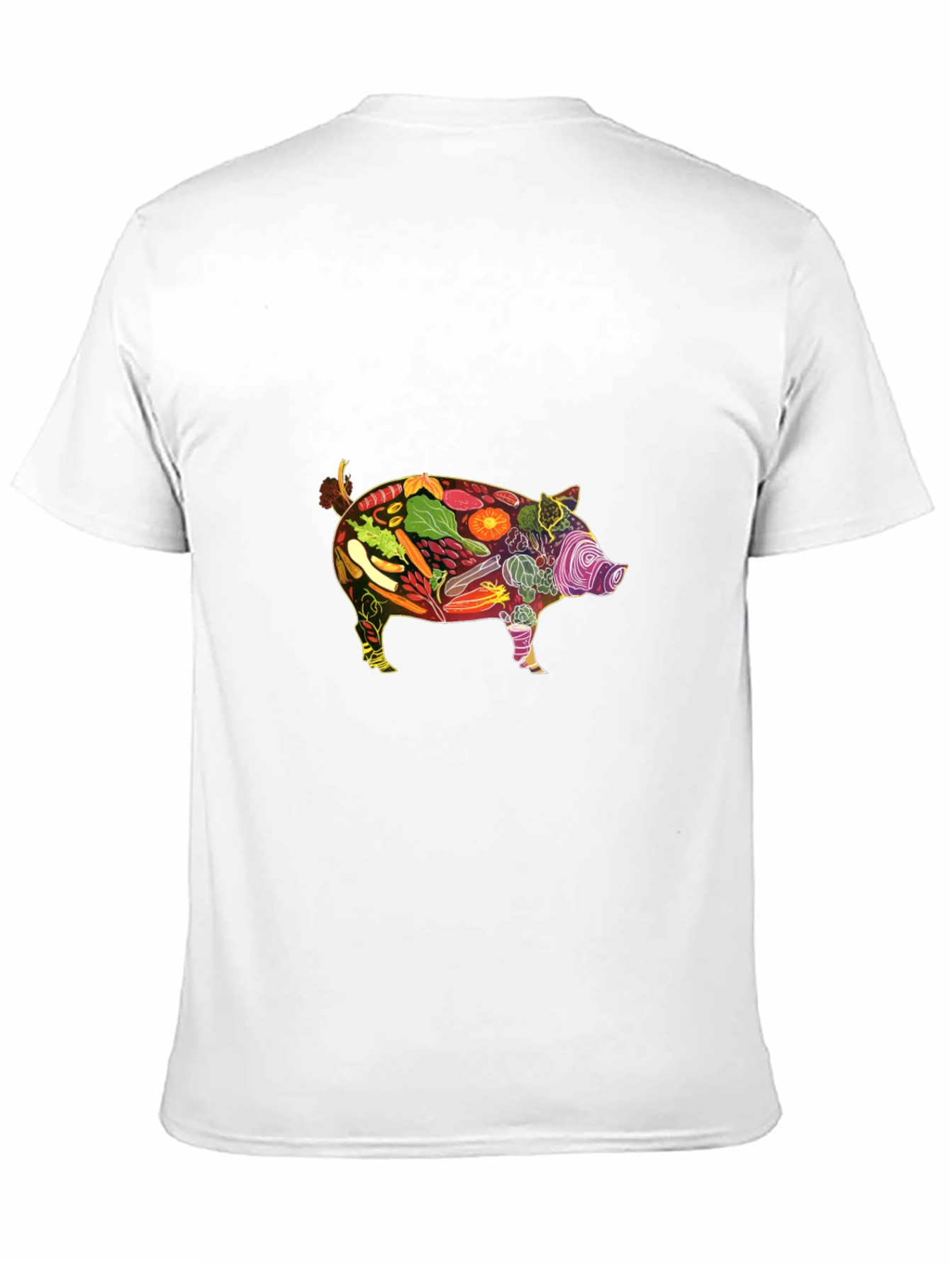 Black Veggie Pig Graphic Tee - Black Unisex Shirt view 11