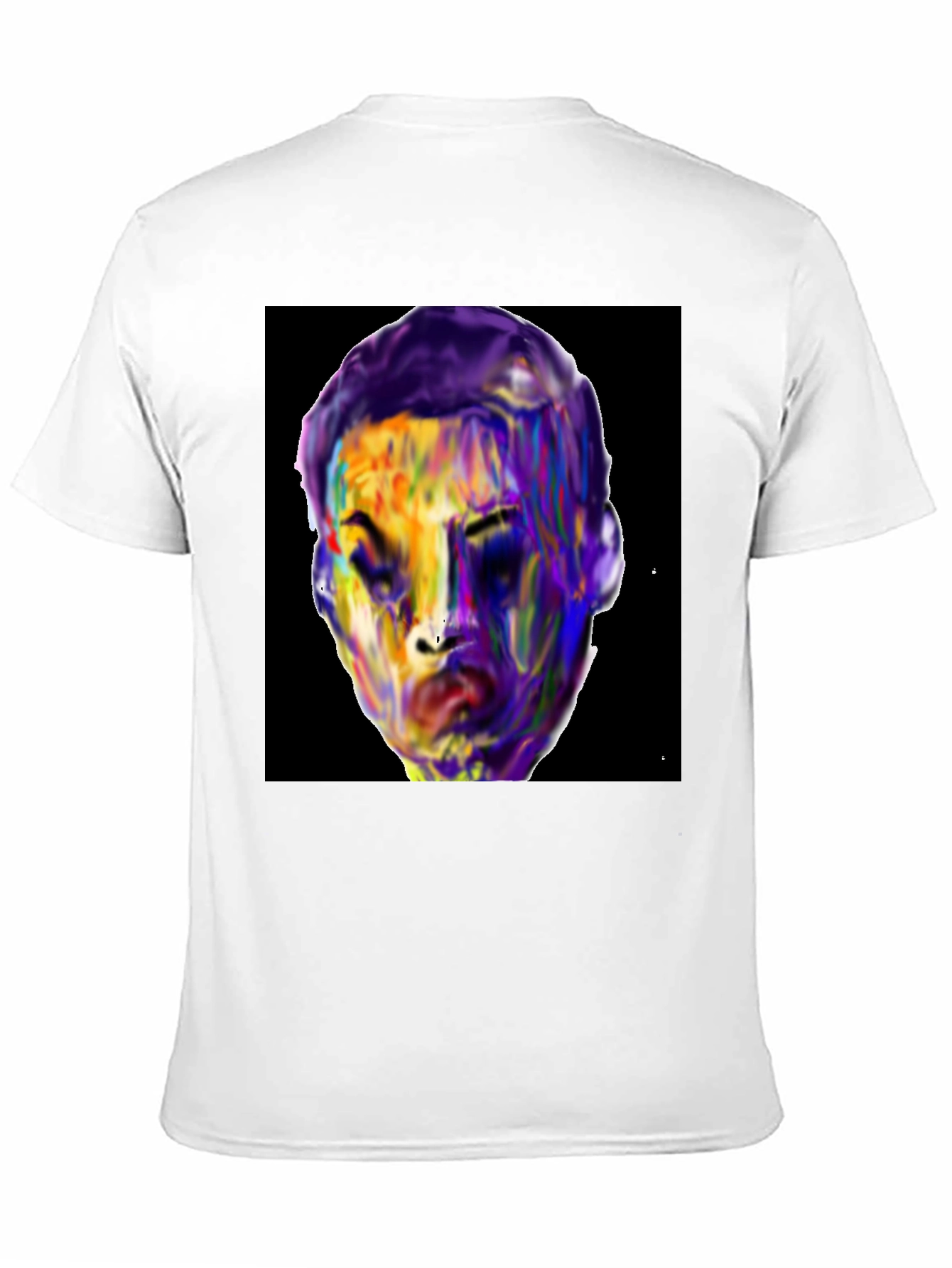 Black Vivid Face Graphic Tee - Black Cotton Blend view 11