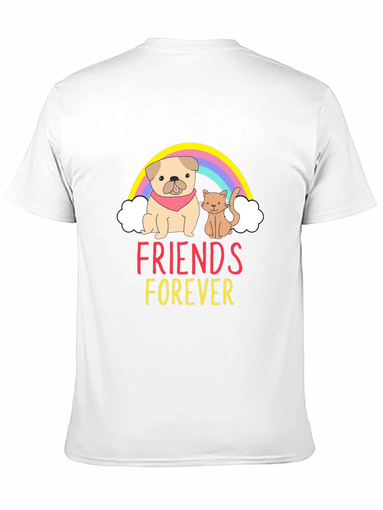 Black Friends Forever Graphic Tee - Cute Dog and Cat T-Shirt view 11