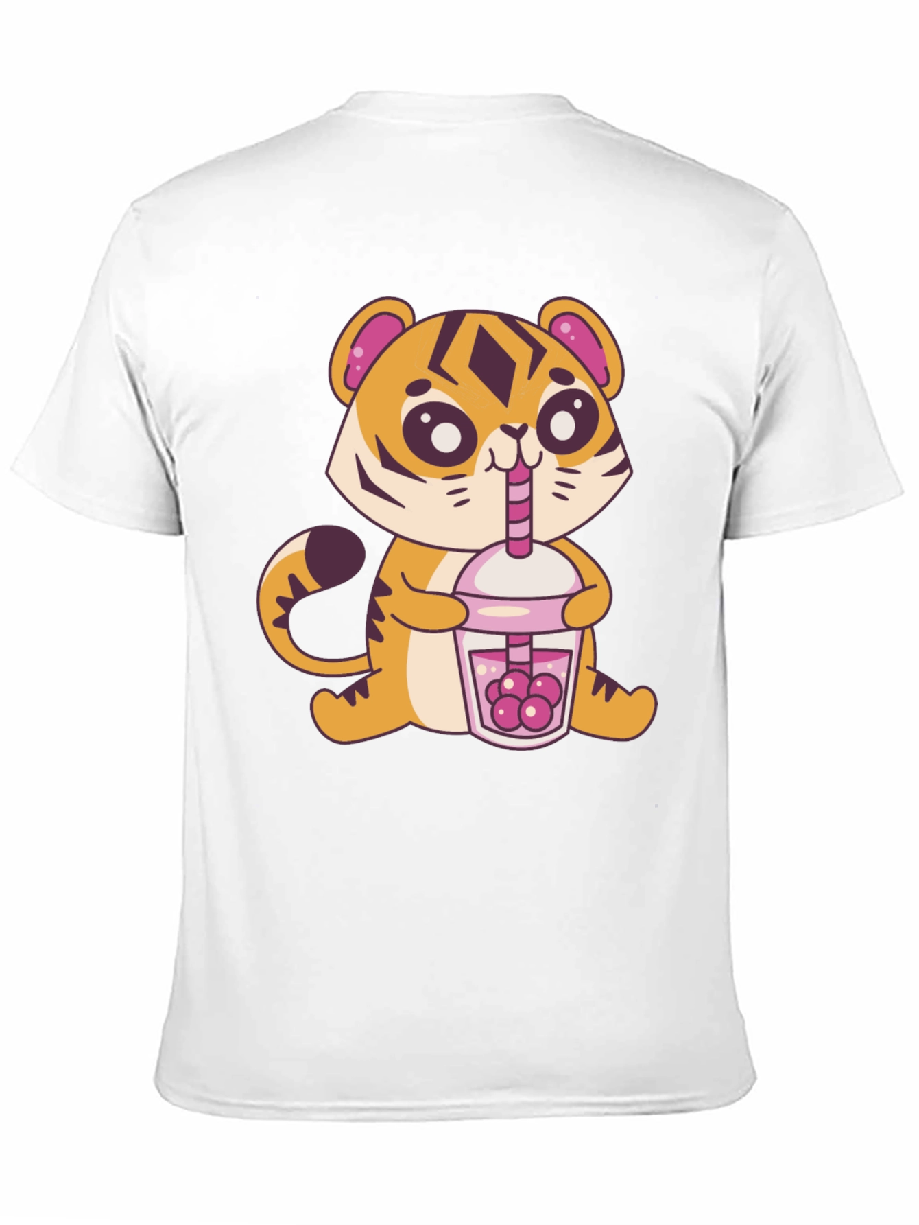 Black Cute Tiger Boba Tea Graphic Tee - Black view 11