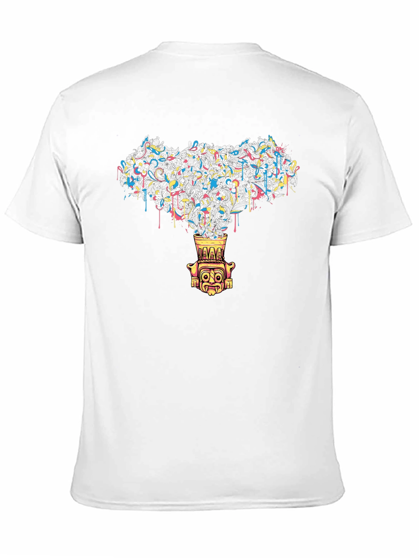 Black Abstract Tiki Graphic Black Tee view 11