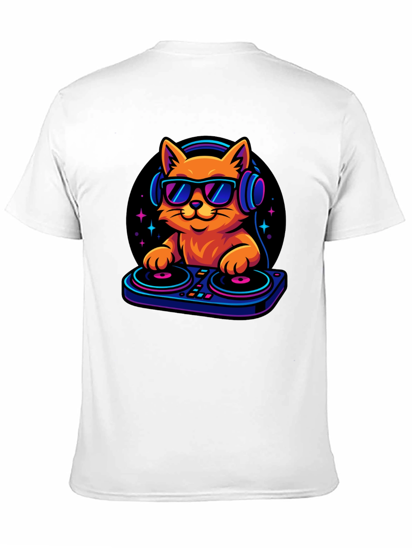 Black DJ Cat T-Shirt - Cool Cat with Headphones! view 11