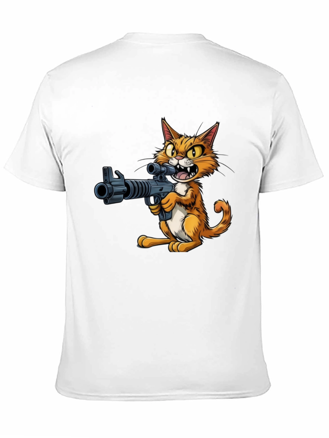 Black Cat with Gun Graphic T-Shirt view 11