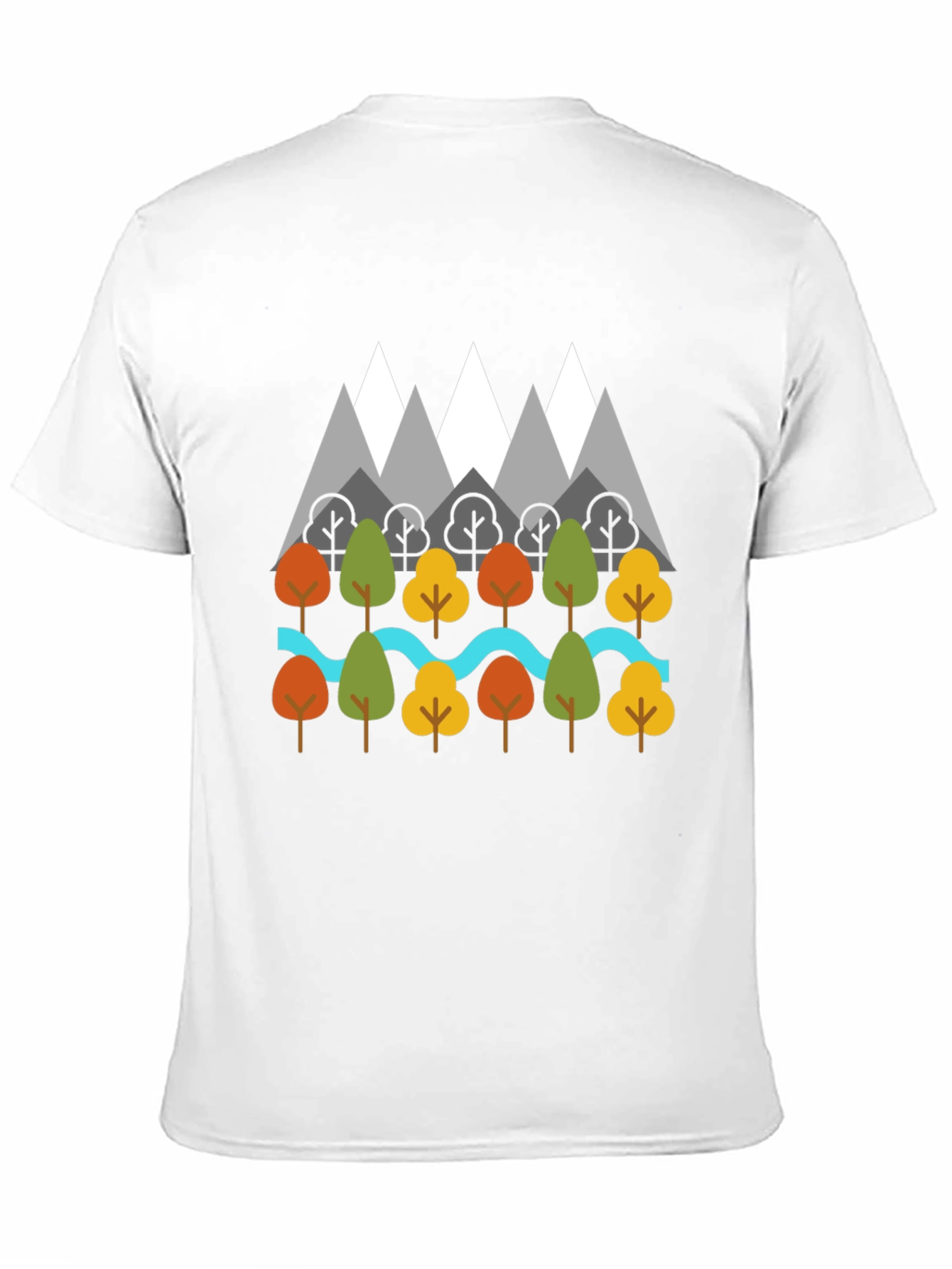 Black Nature Graphic T-Shirt - Mountains, Trees, River Design view 11