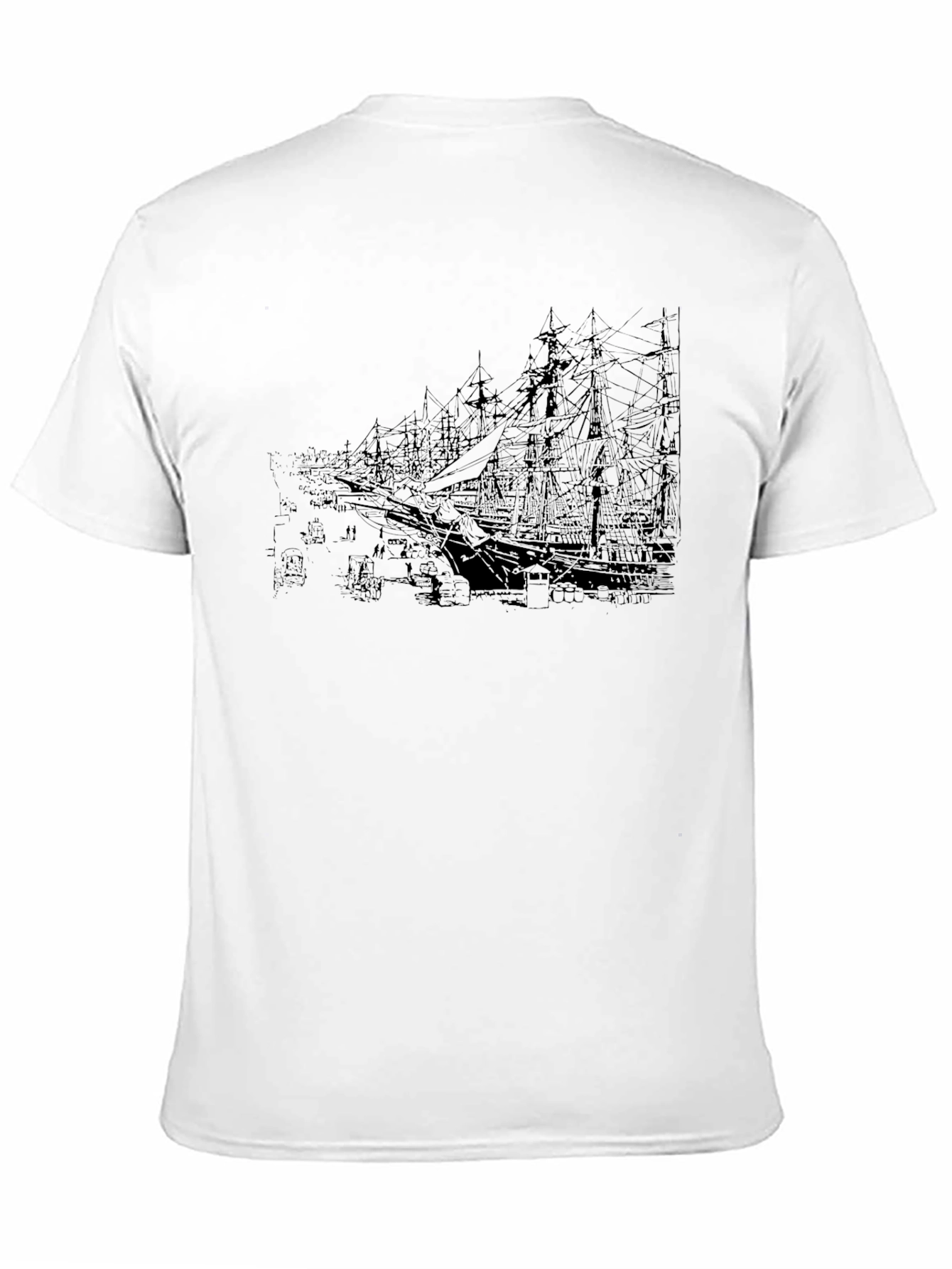 Black Vintage Ships Graphic Black T-Shirt view 11