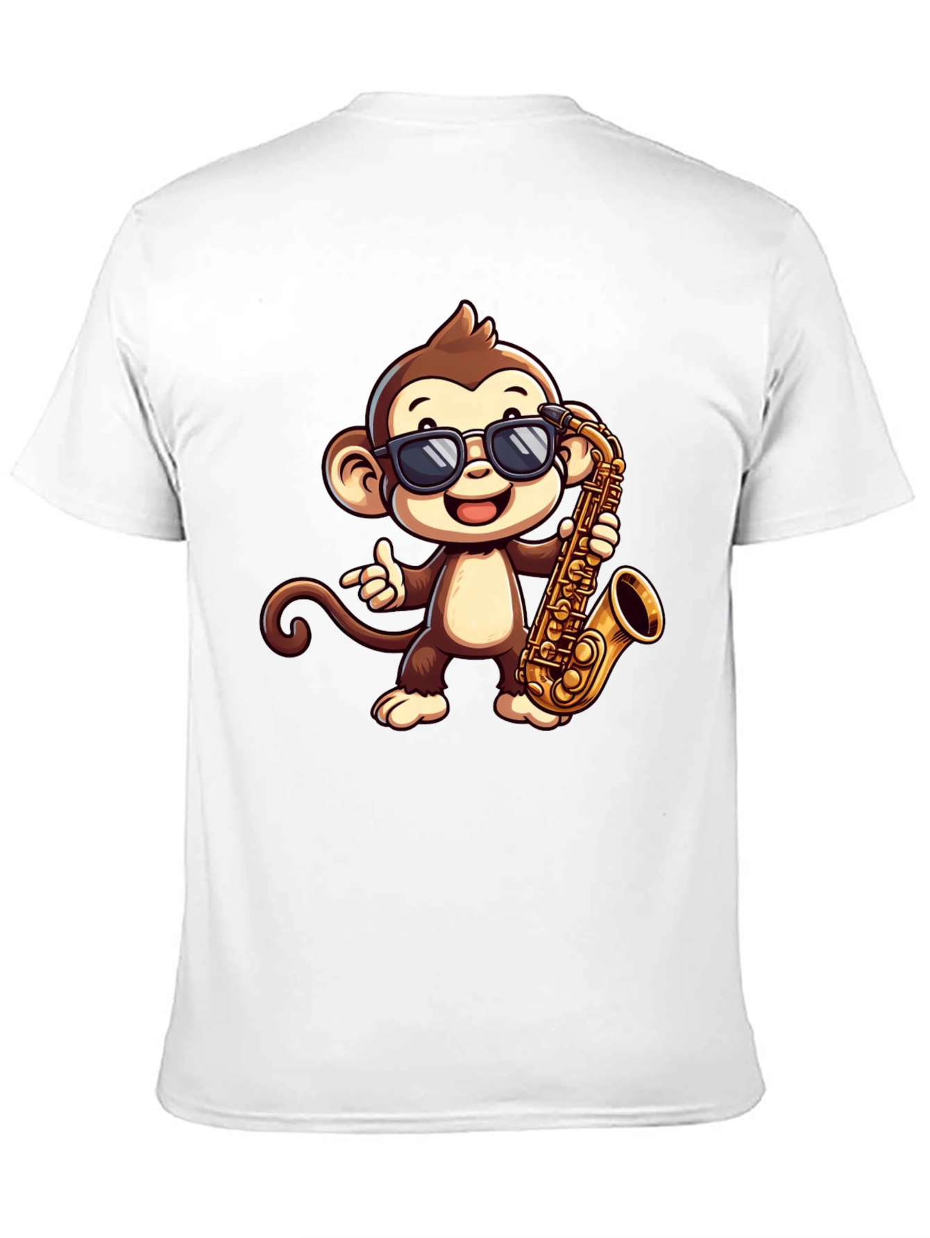 Black Monkey Saxophone Graphic Tee - Cool Cartoon T-Shirt view 11