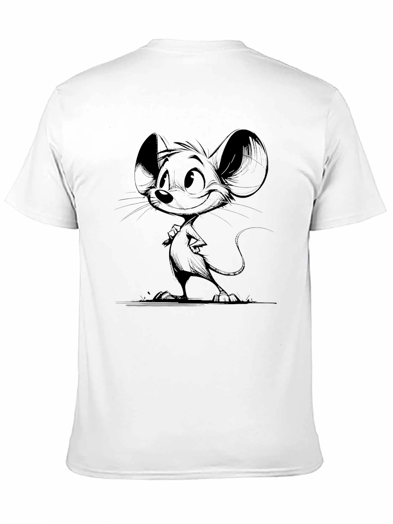 Black Cartoon Mouse Graphic Print Black T-Shirt view 11