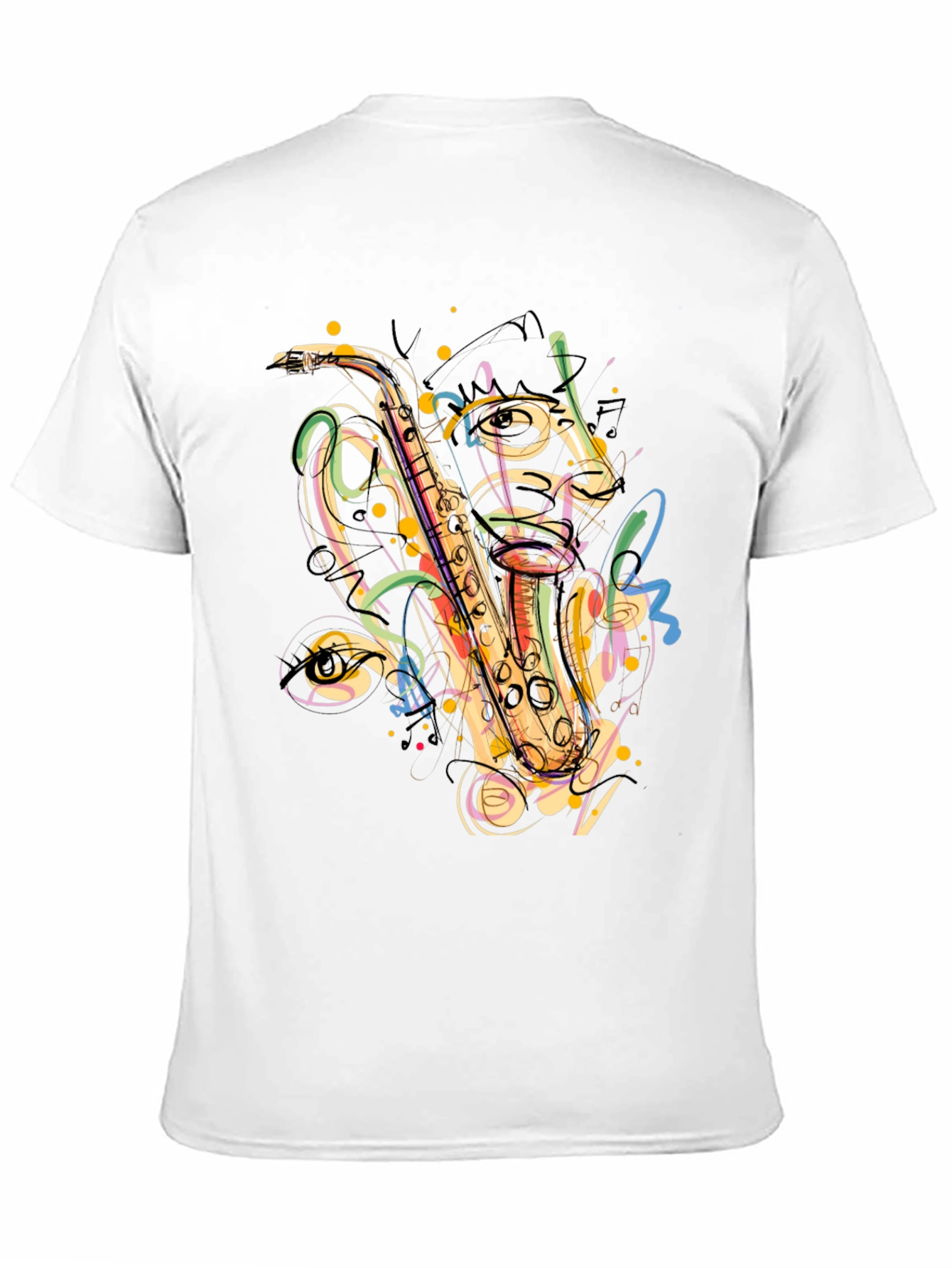 Black Saxophone Graphic Print Black T-Shirt view 11