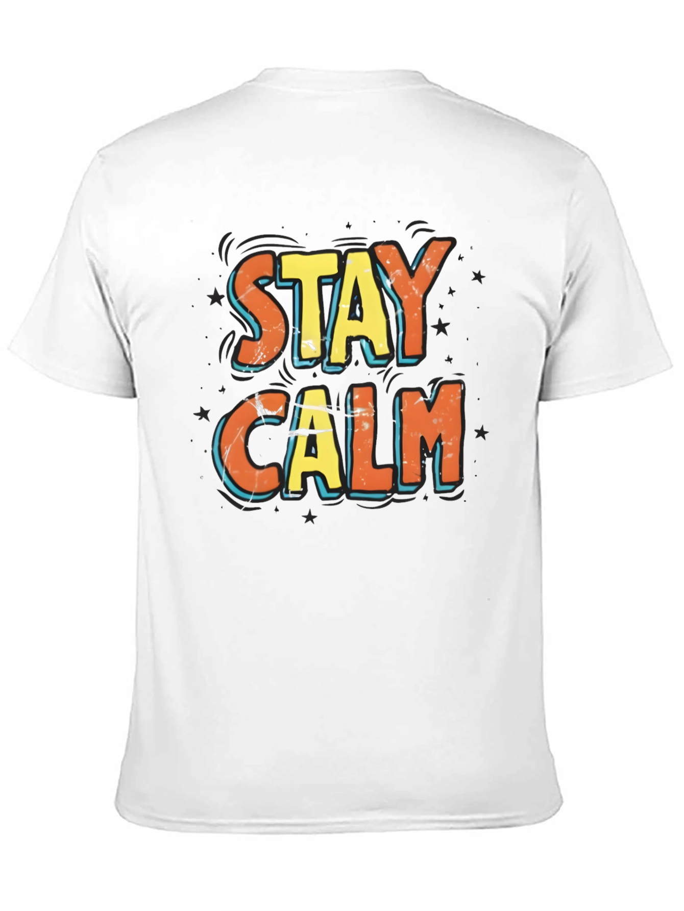 Black Stay Calm Graphic Print Black T-Shirt view 11