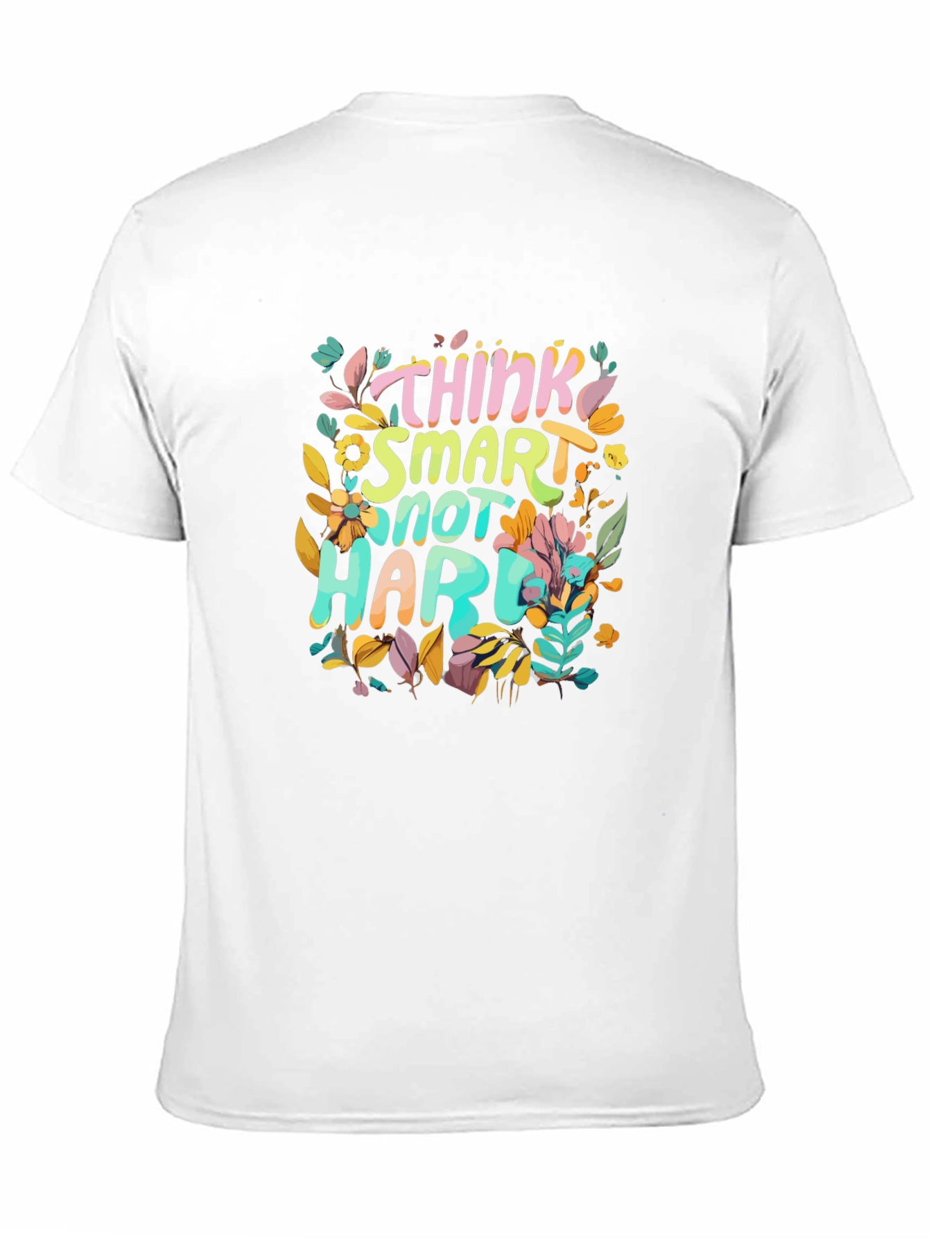 Black Think Smart T-Shirt - Unique Floral Design view 11