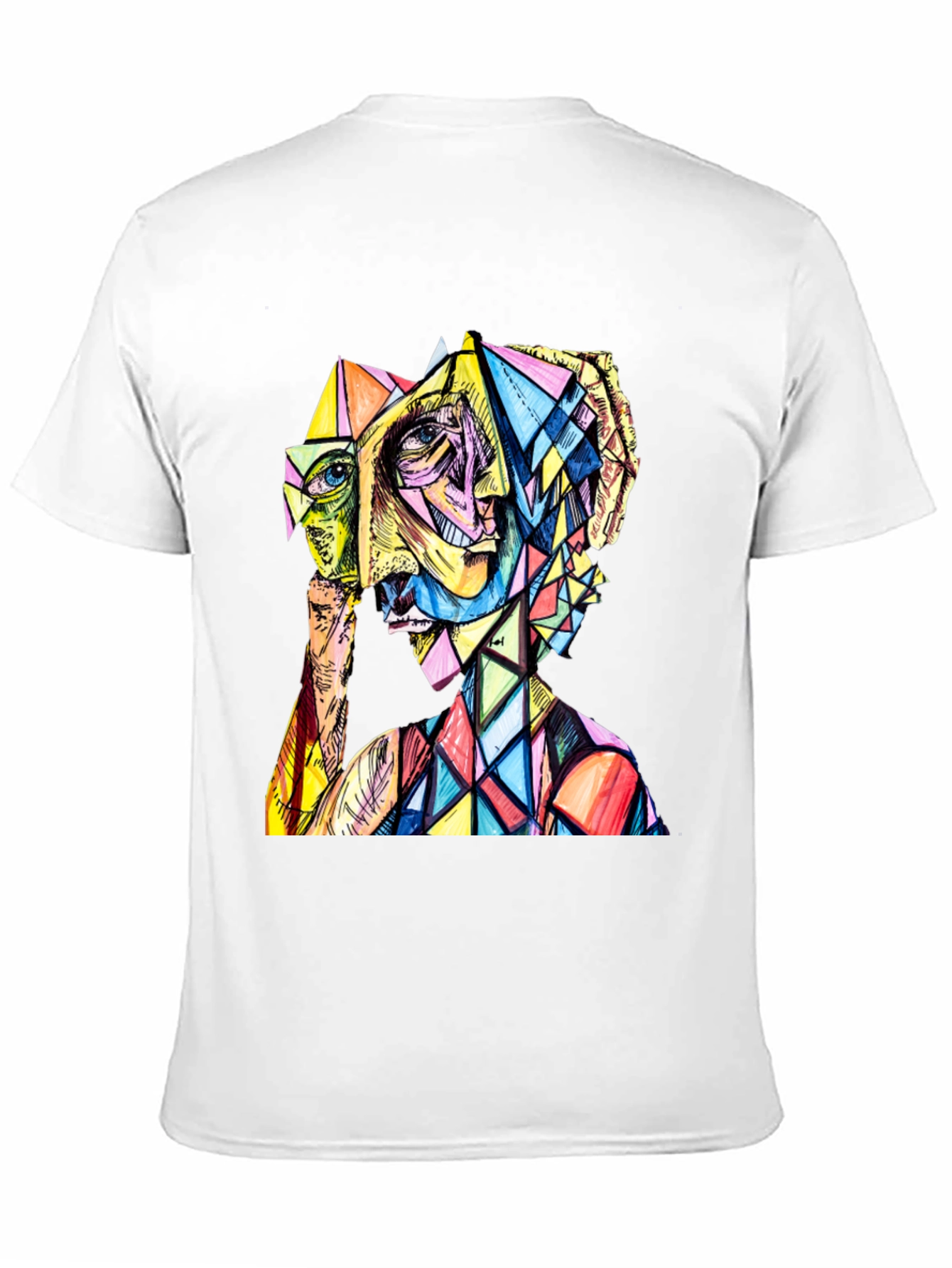 Black Abstract Geometric Face Graphic Tee view 11