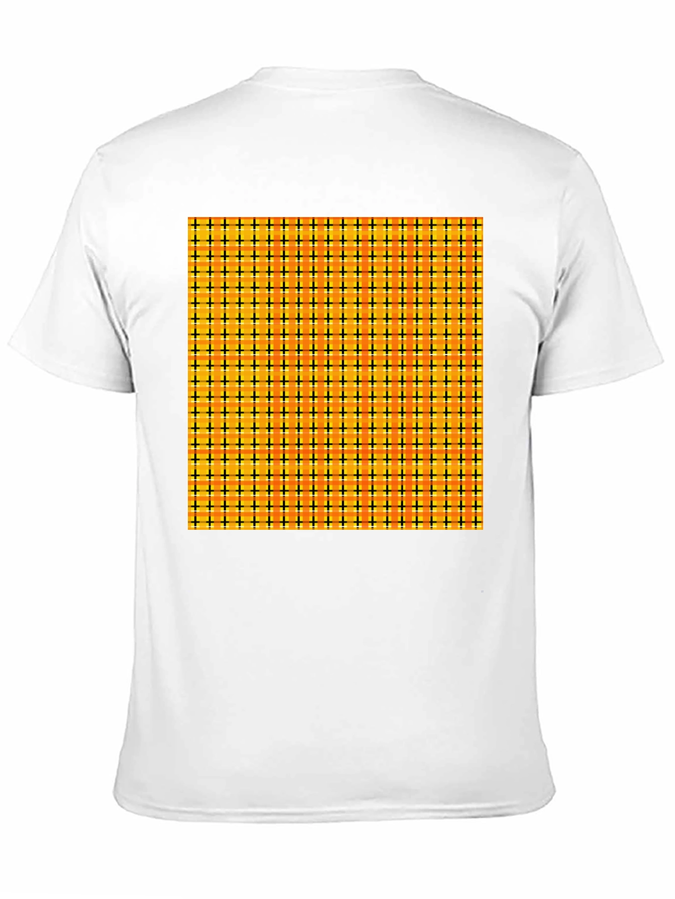 Black Men's Black Tee with Colorful Grid Pattern view 11