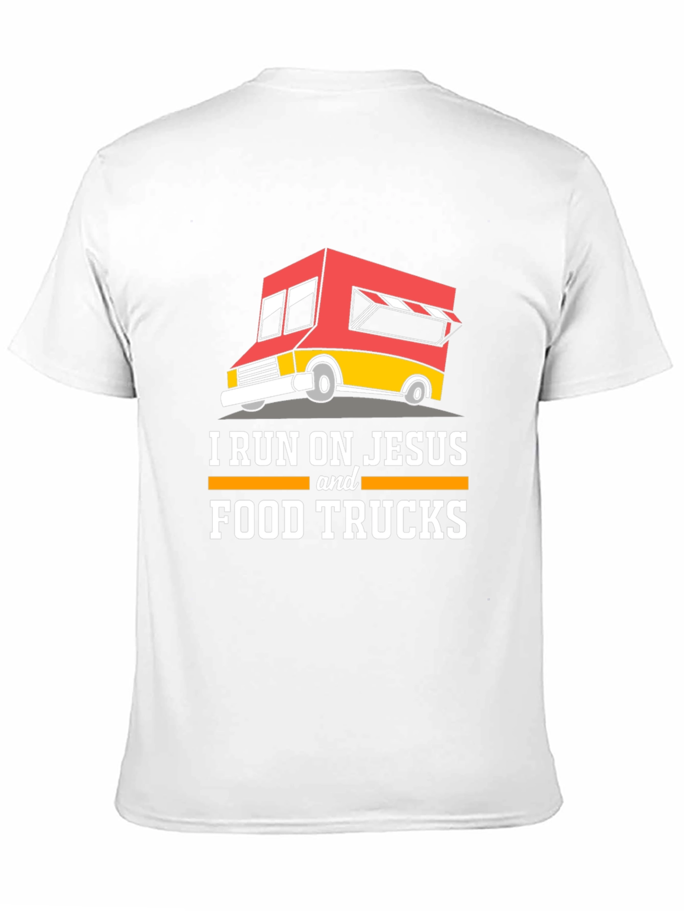 Black I Run on Jesus and Food Trucks T-Shirt view 11