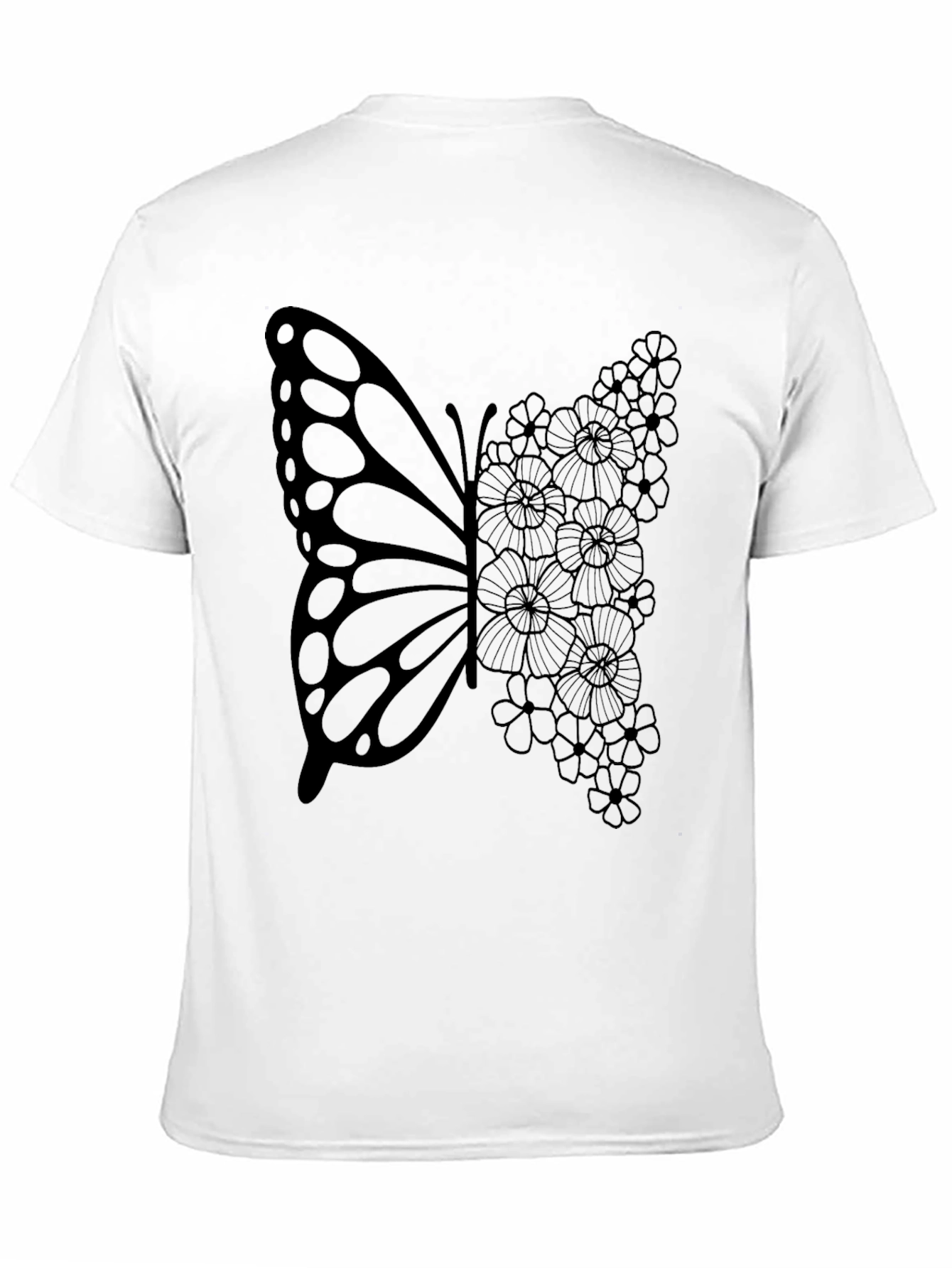 Black Butterfly Floral Graphic Tee - Black Cotton T-Shirt view 11