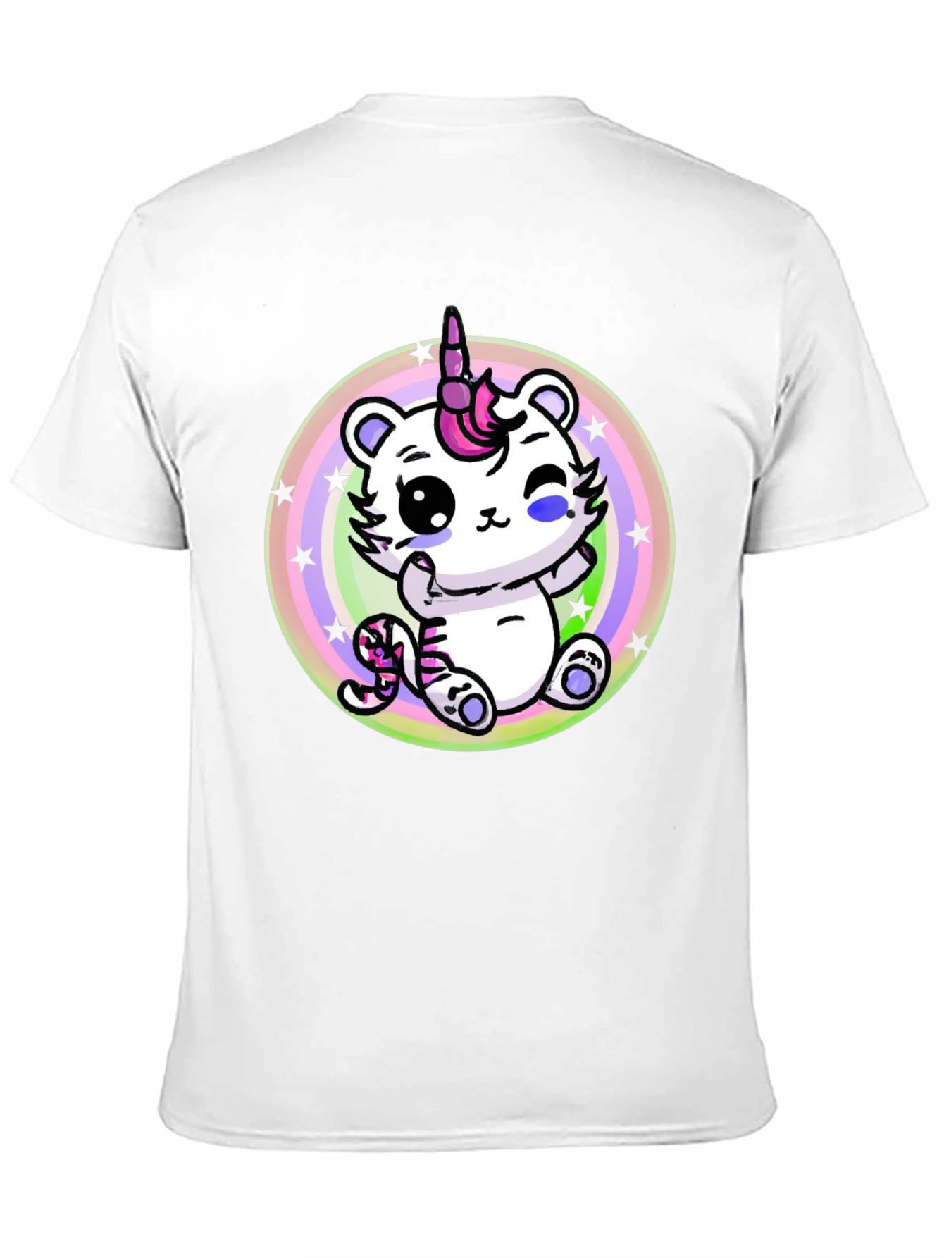 Black Cute Unicorn Cat T-Shirt - Black Cotton Tee view 11
