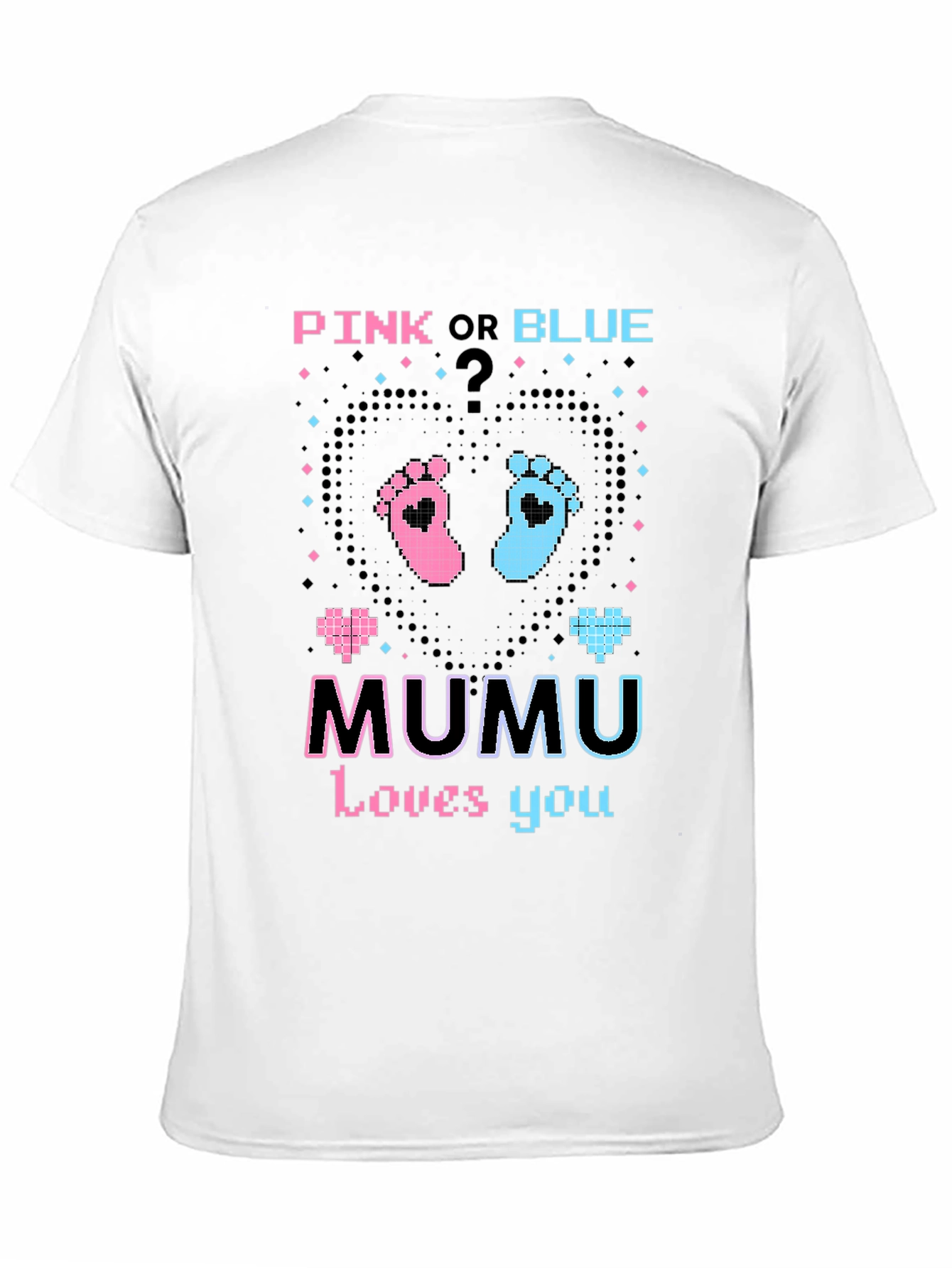 Black Pink or Blue Gender Reveal 'MUMU Loves You' T-Shirt view 11