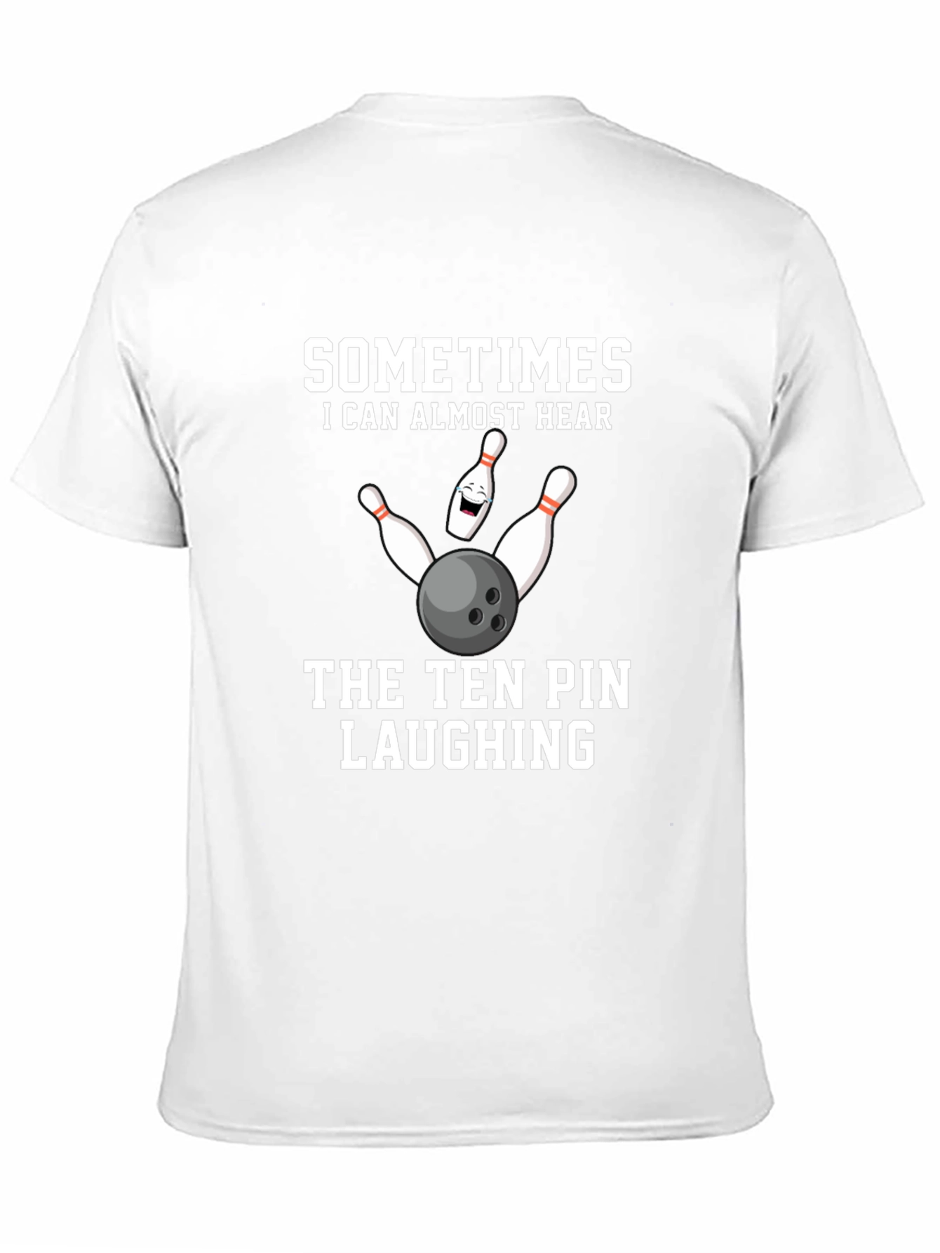 Black Funny Bowling T-Shirt: Ten Pin Laughing Design view 11