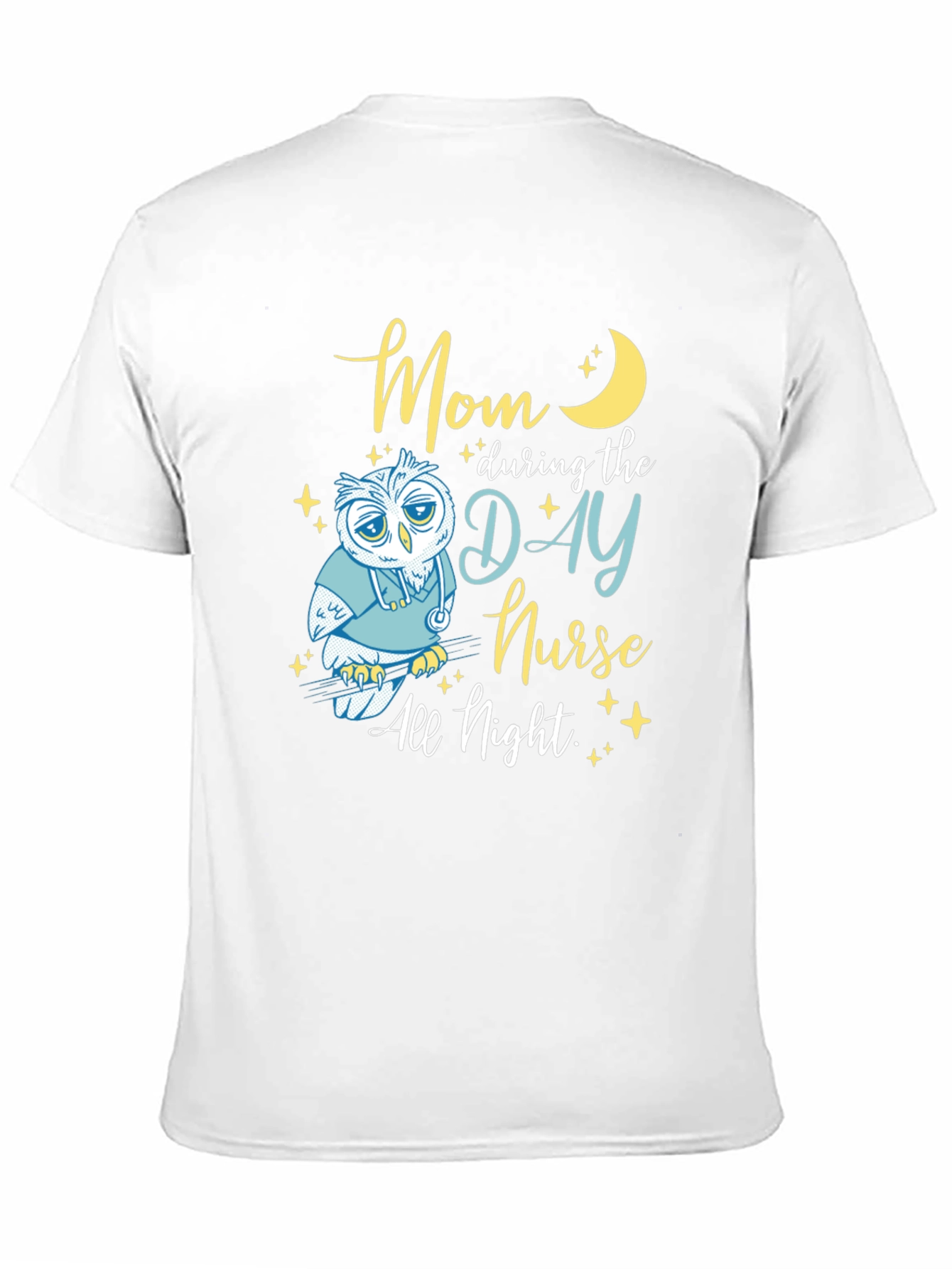 Black Mom Day Nurse, Night Owl T-Shirt - Soft Cotton Blend view 11