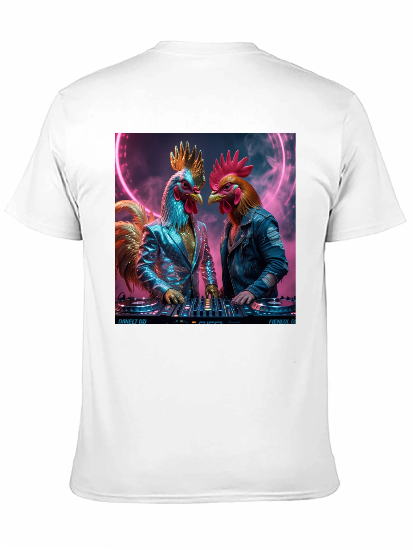 Black DJ Rooster Graphic Tee - Cool Novelty T-Shirt view 11