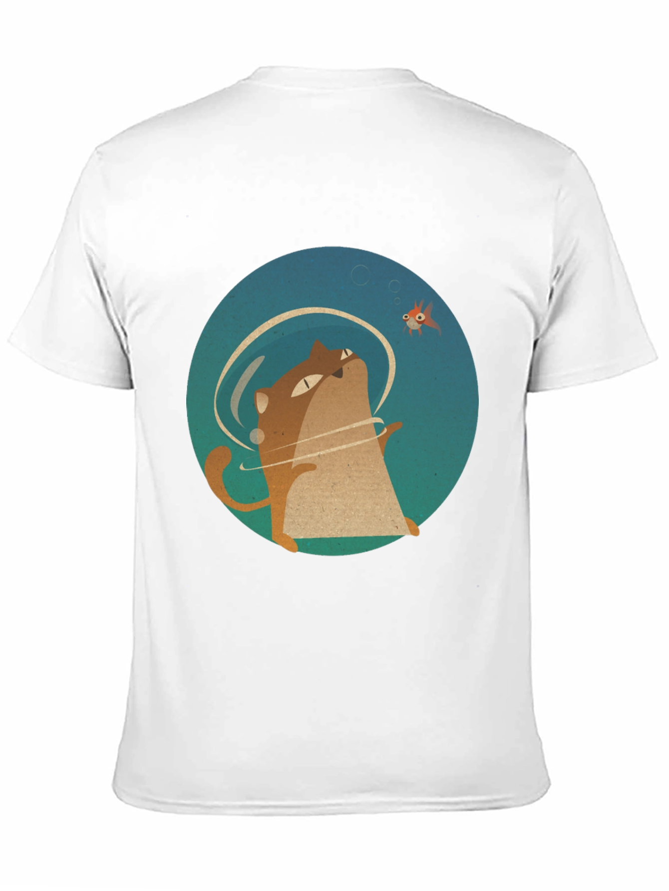 Black Cat & Fish Graphic Tee - Black Cotton T-Shirt view 11