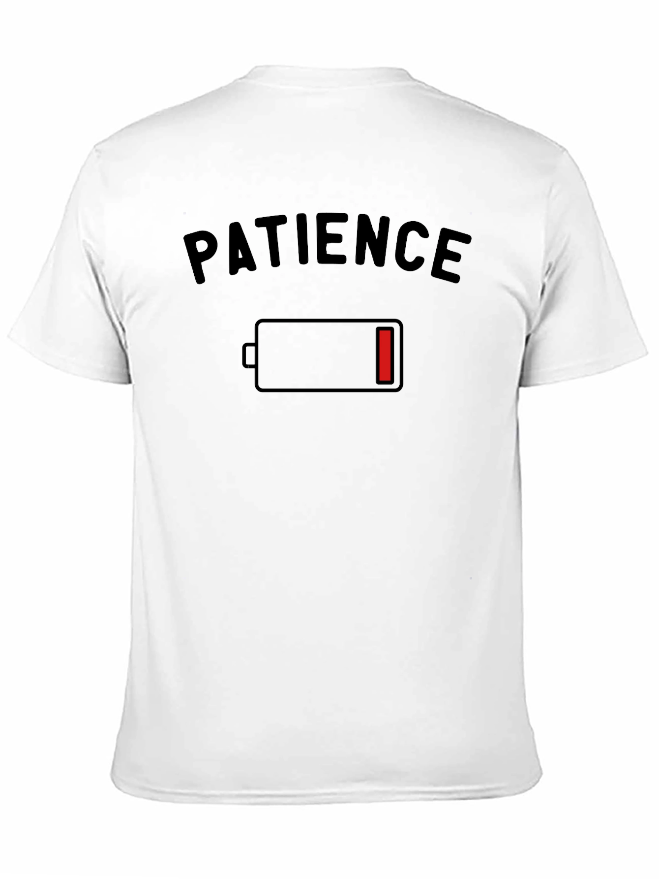 Black Patience Low Battery Black Graphic T-Shirt view 11