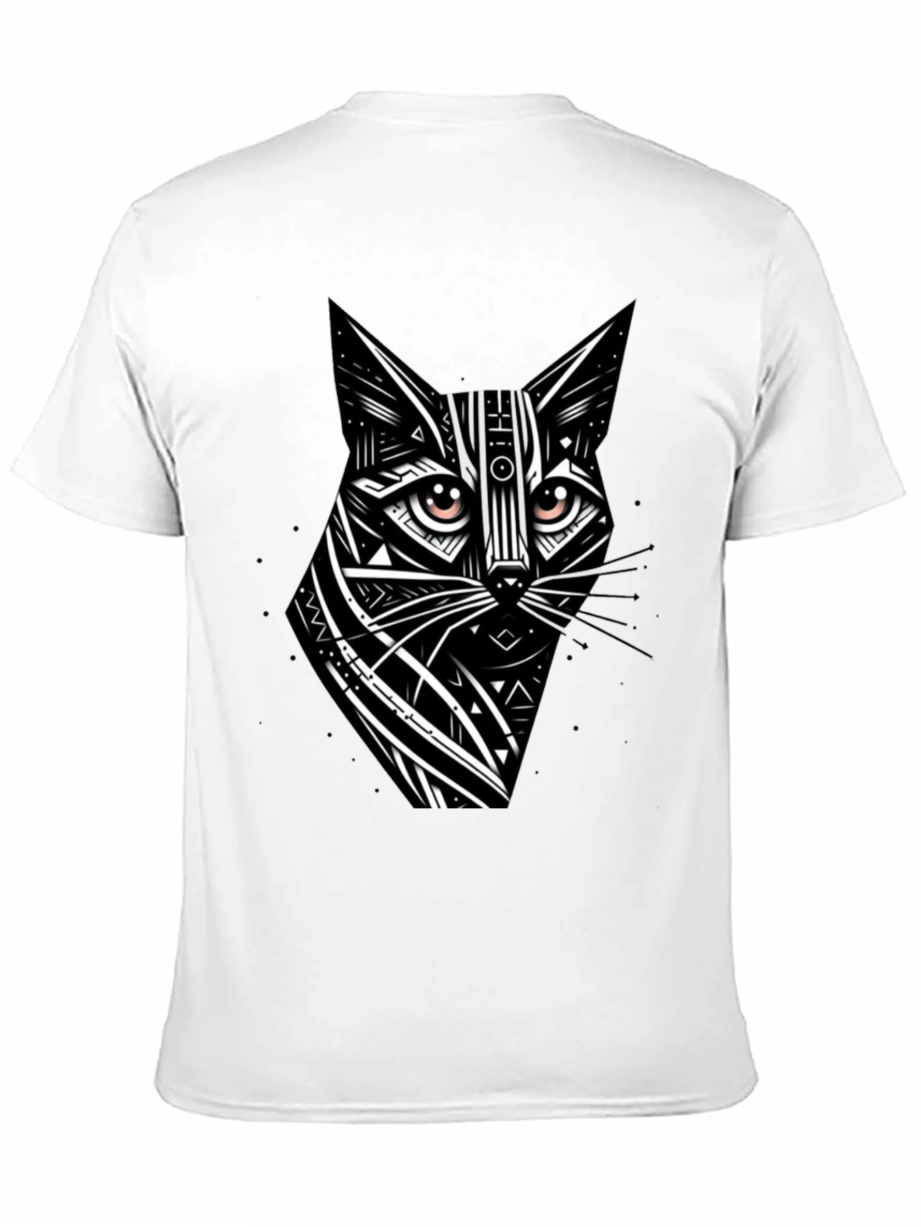 Black Tribal Cat Graphic Black T-Shirt view 11