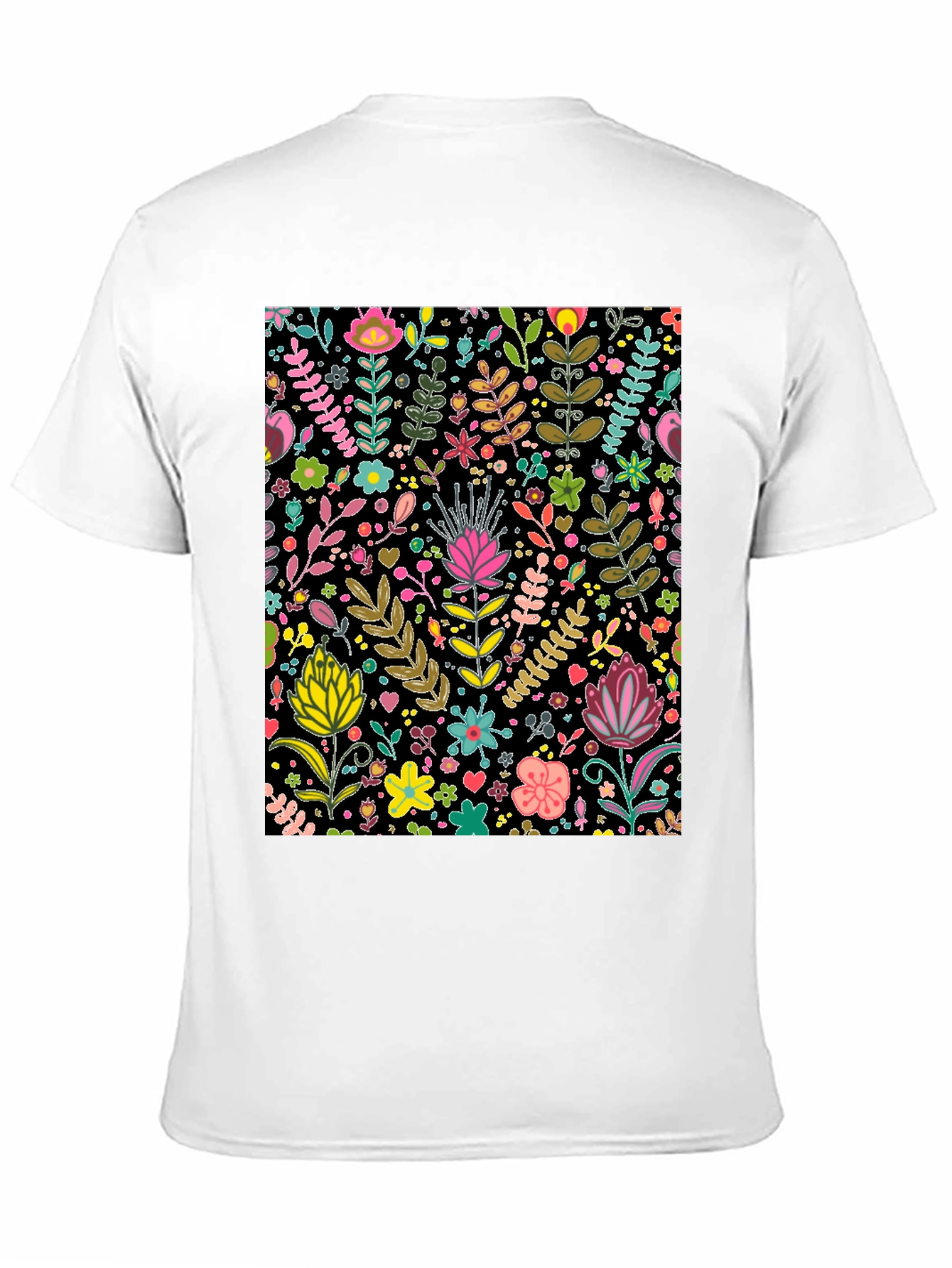 Black Floral Patterned Black T-Shirt view 11