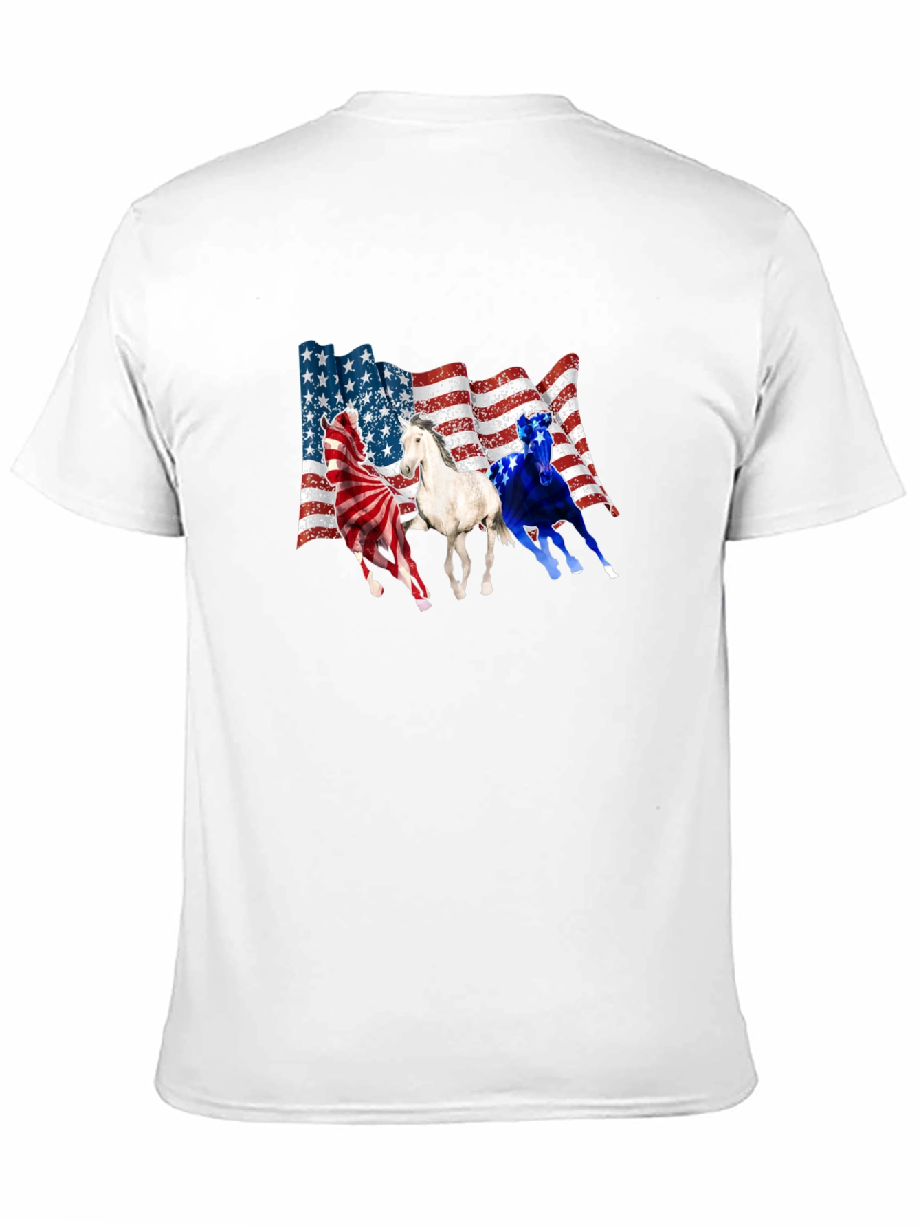 Black Patriotic Horses USA Flag T-Shirt view 11