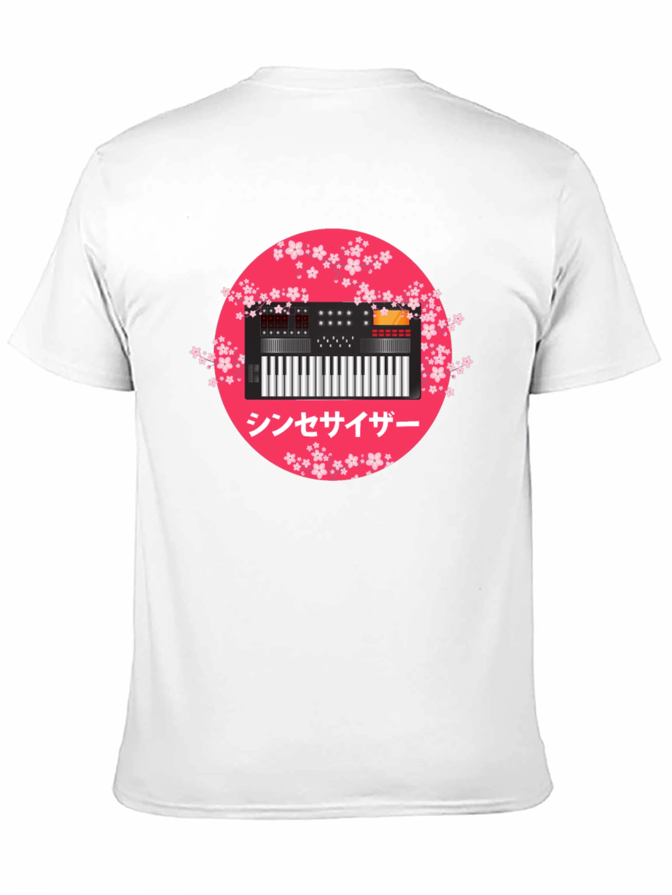 Black Synthesizer Sakura Graphic Tee view 11