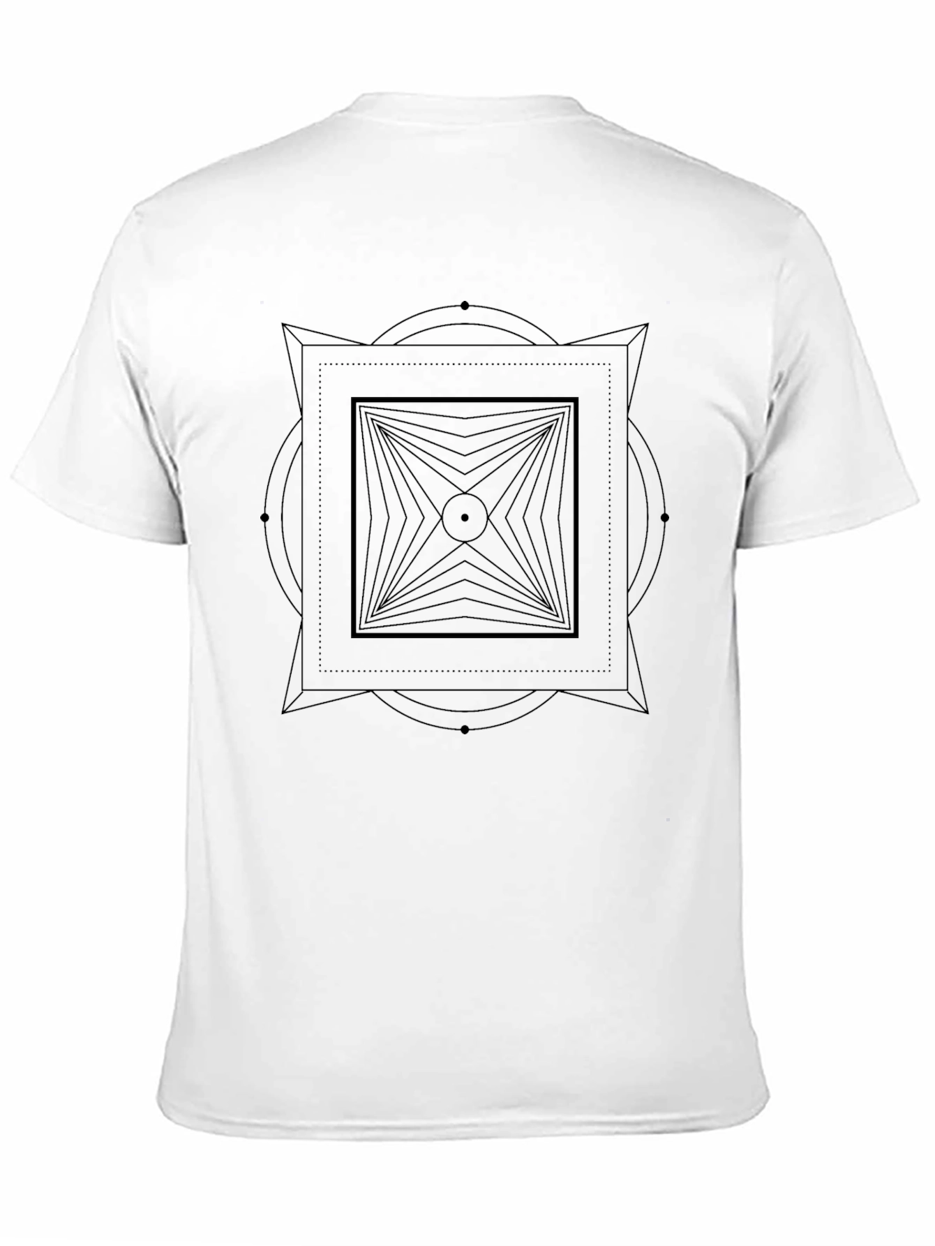 Black Geometric Square Design Black Graphic Tee view 11