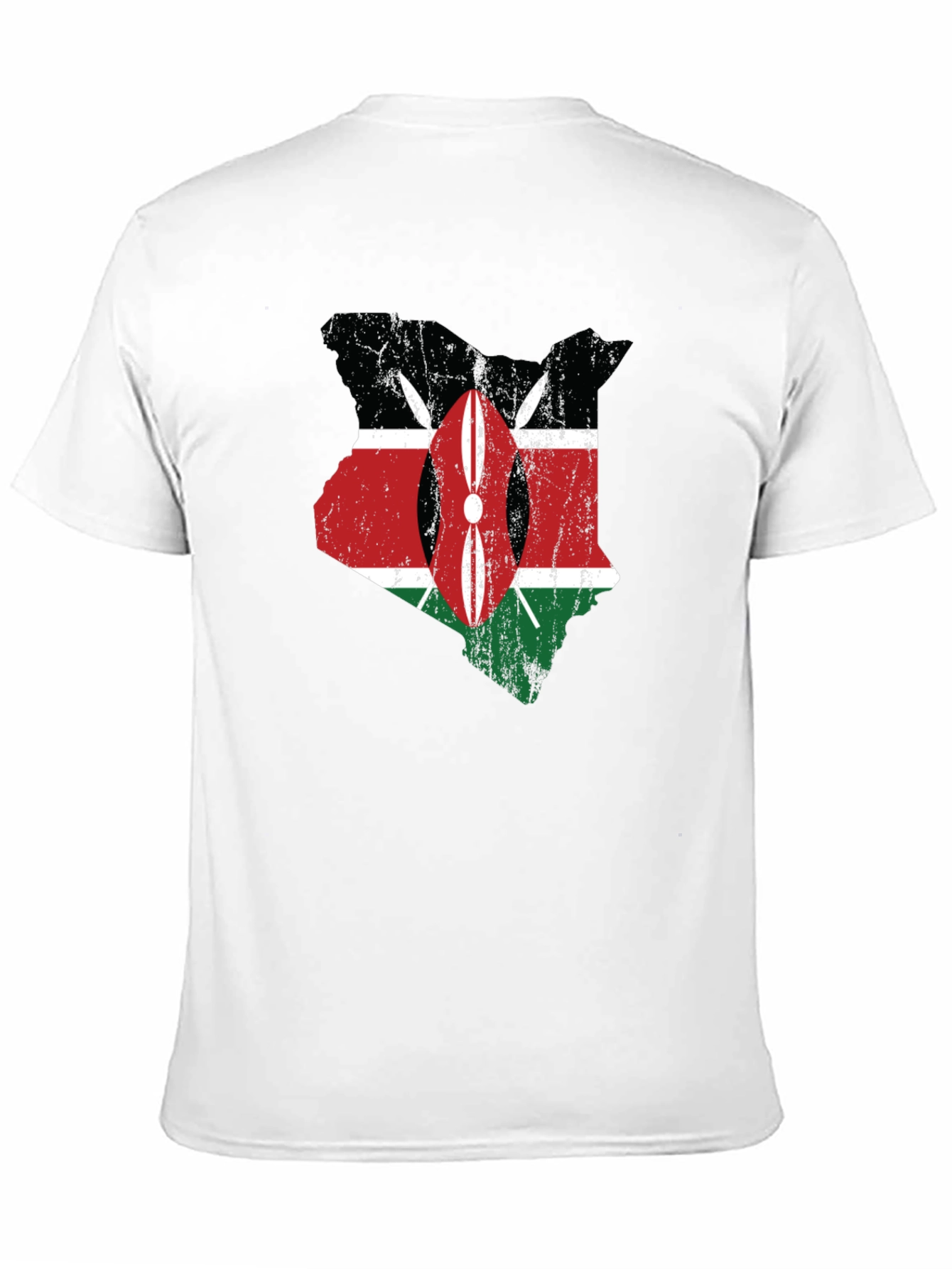 Kenya Flag Map T-Shirt - Distressed Graphic Tee - 11