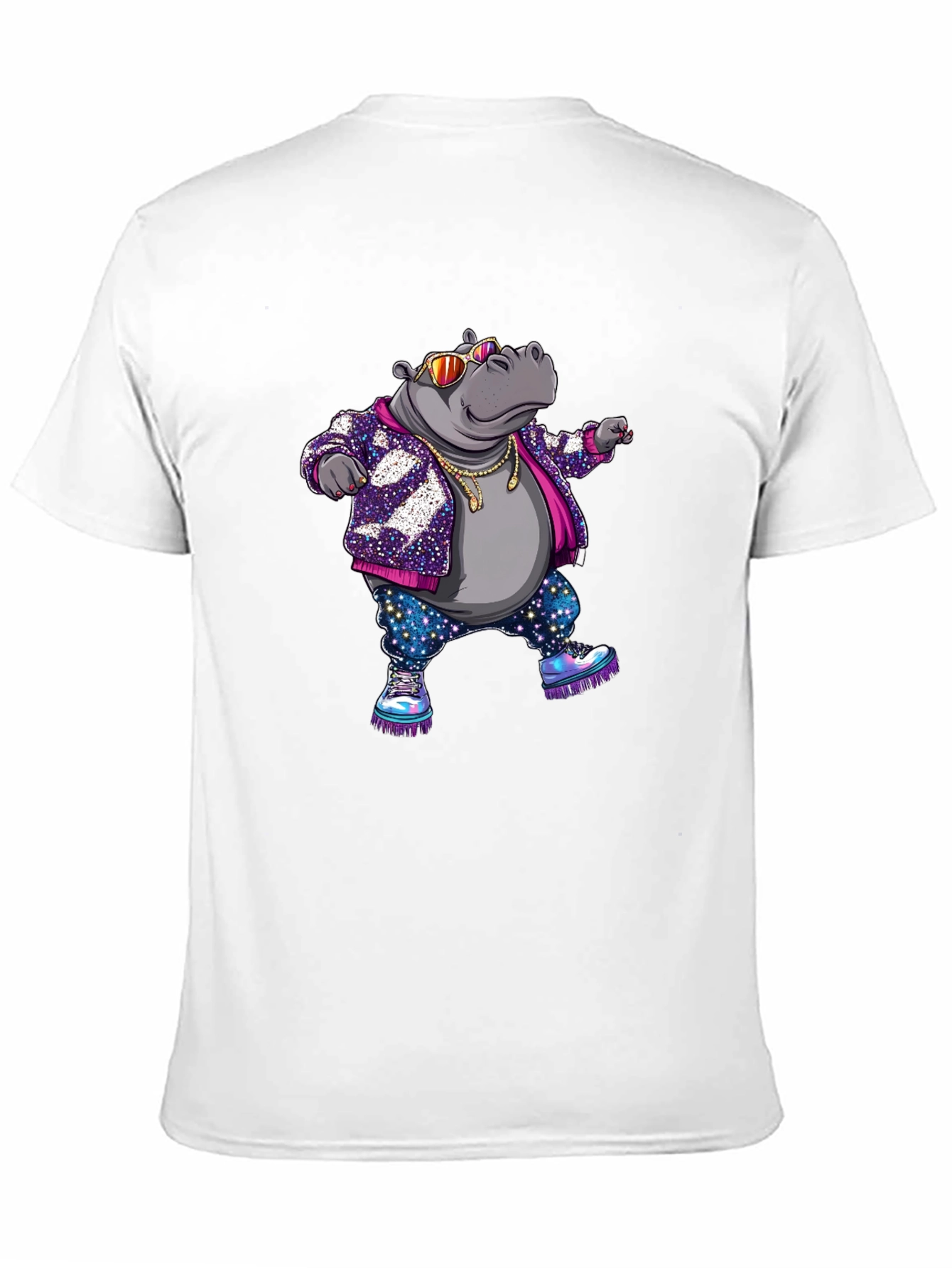 Black Cool Hippo Graphic T-Shirt view 11