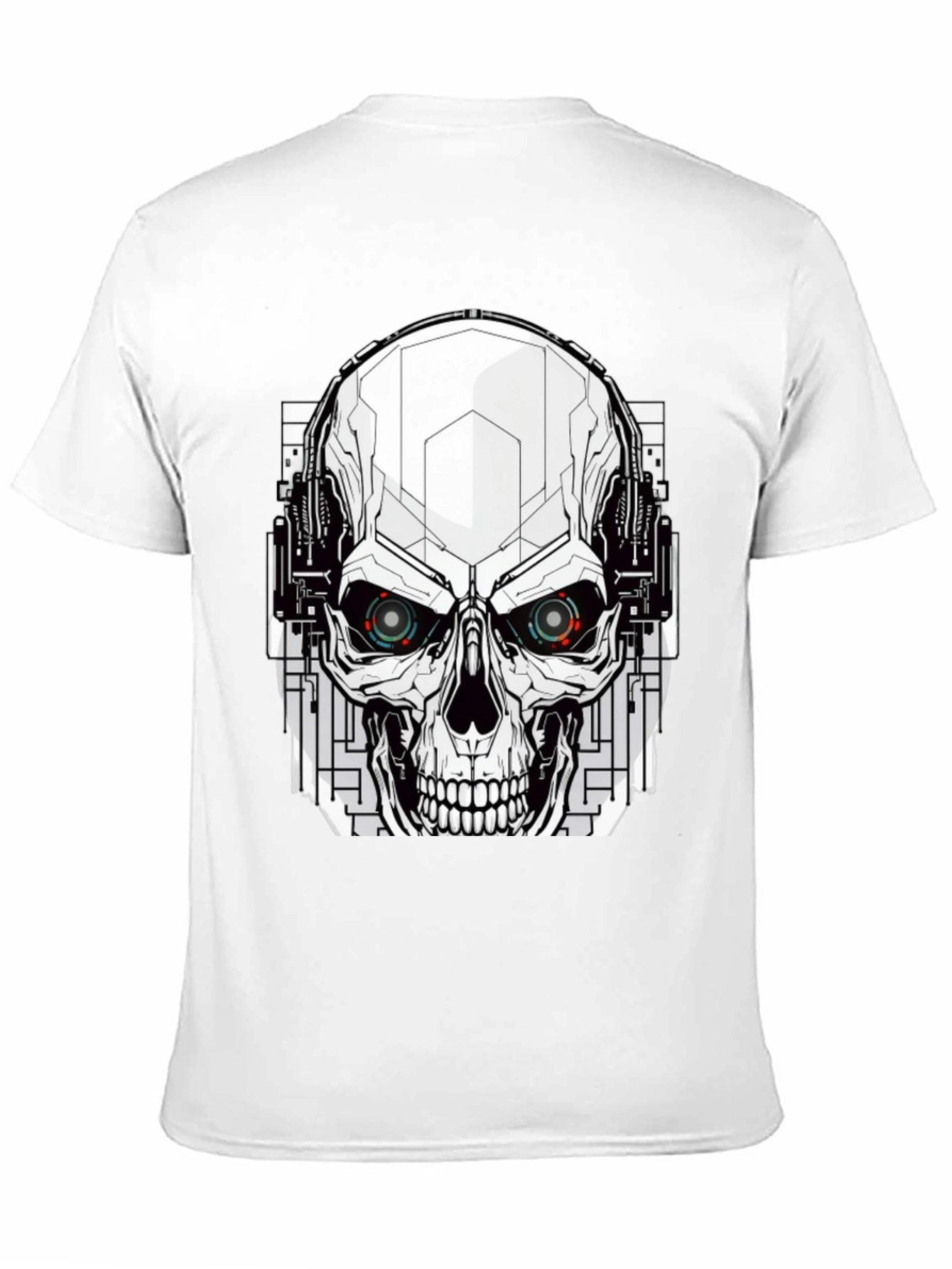 Black Tech Skull Graphic Tee - Edgy Streetwear view 11
