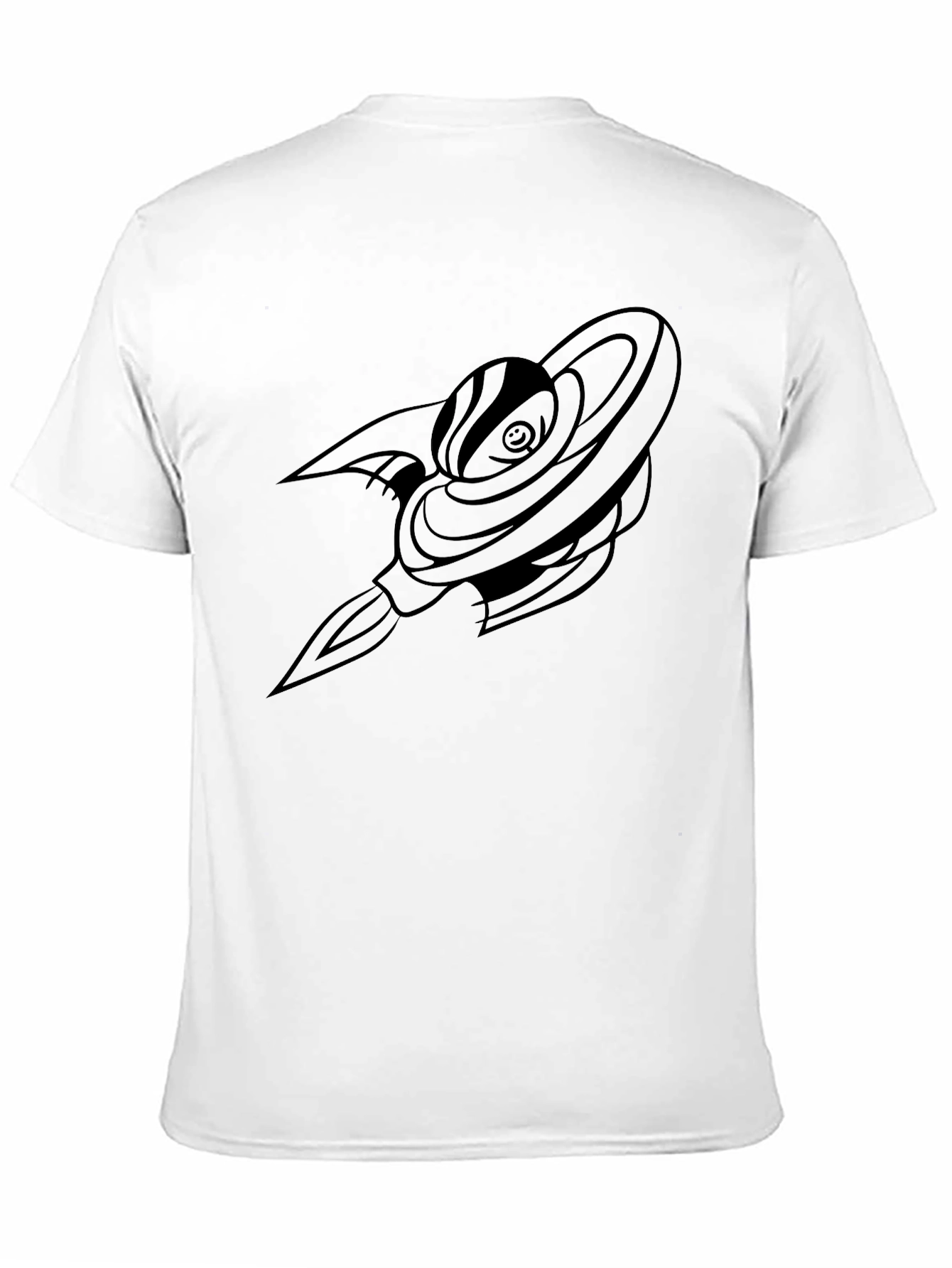 Black Unique Black Graphic Tee - Saturn Rocket Design view 11