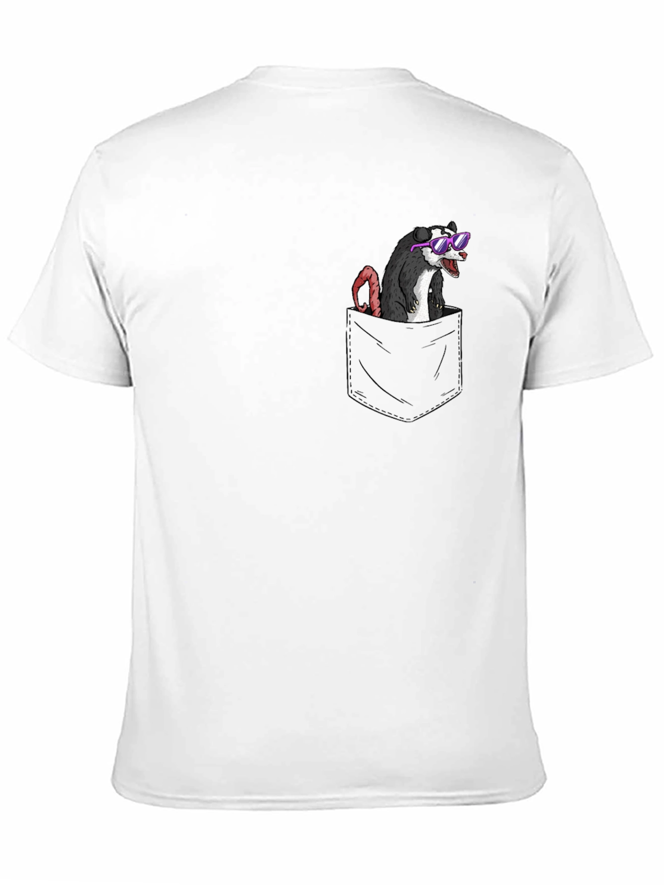 Black Cool Opossum Pocket T-Shirt - Funny Animal Graphic Tee view 11