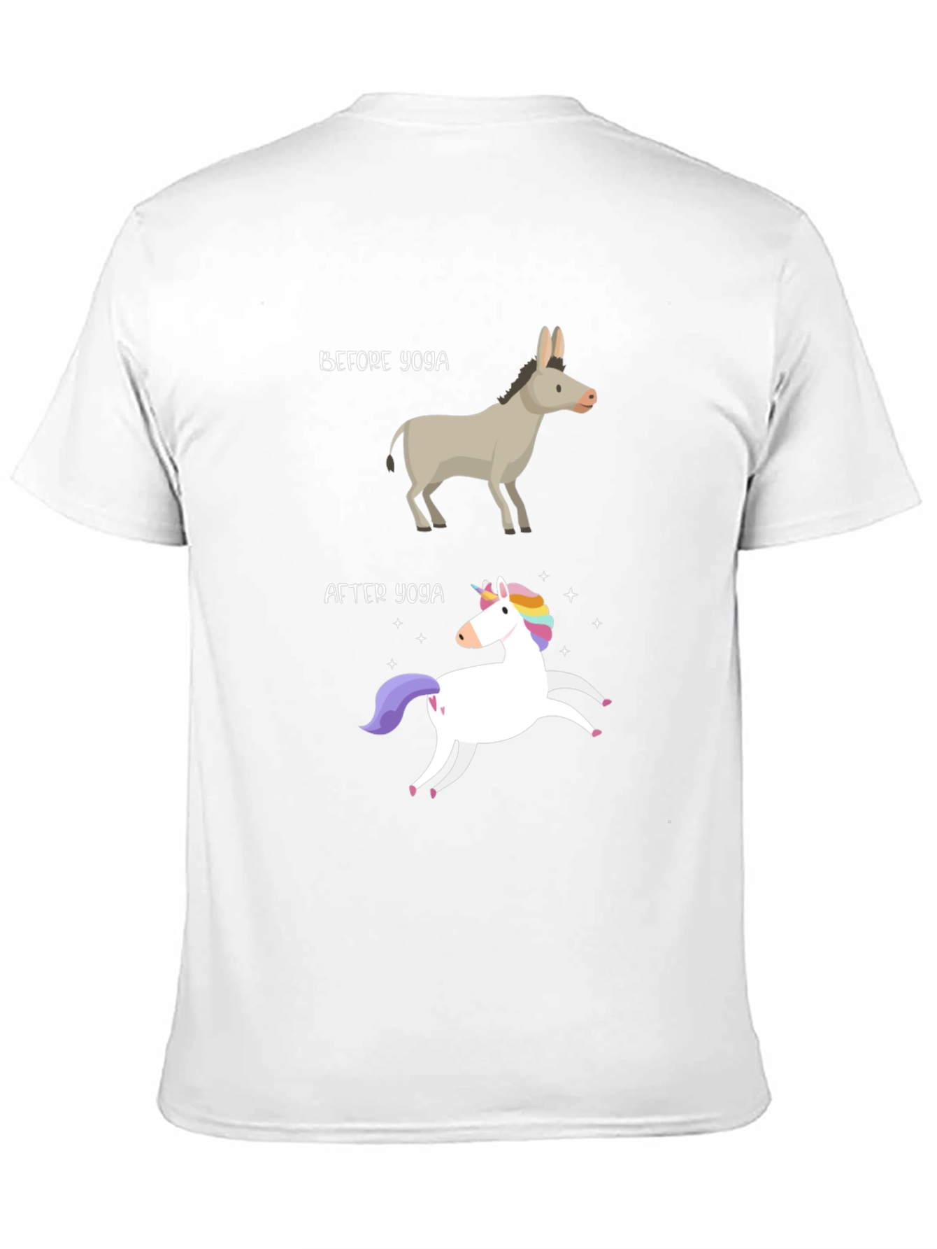 Black Yoga Humor T-Shirt - Donkey to Unicorn Transformation view 11