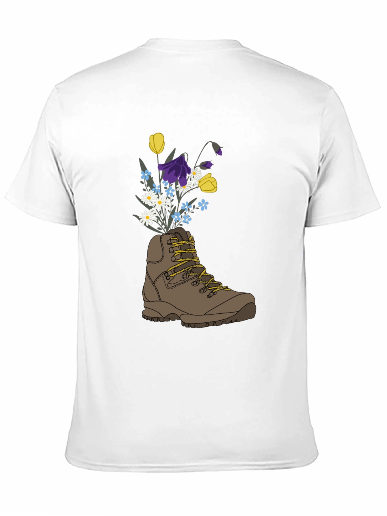 Black Floral Hiking Boot Graphic T-Shirt view 11