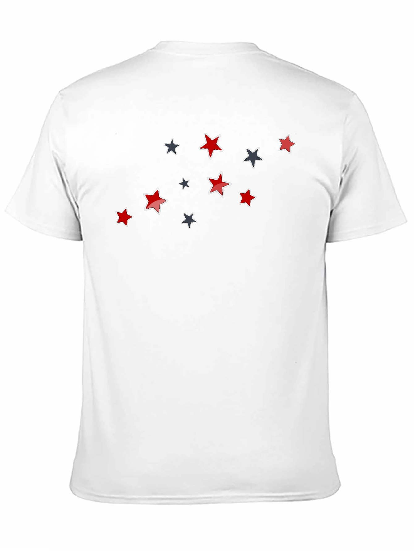 Black Stylish Star Pattern Black T-Shirt view 11