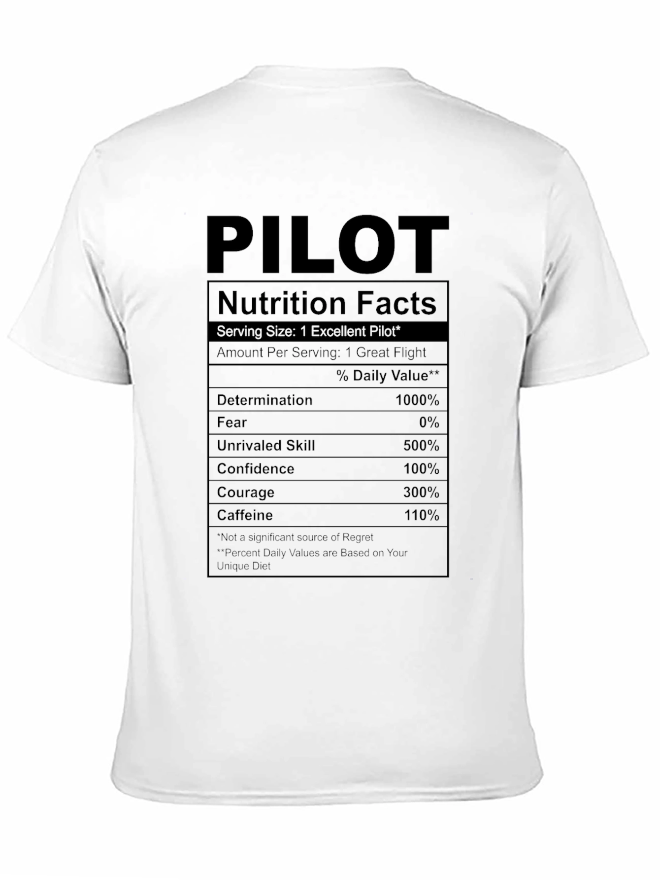 Black Pilot Nutrition Facts T-Shirt - Fly High! view 11