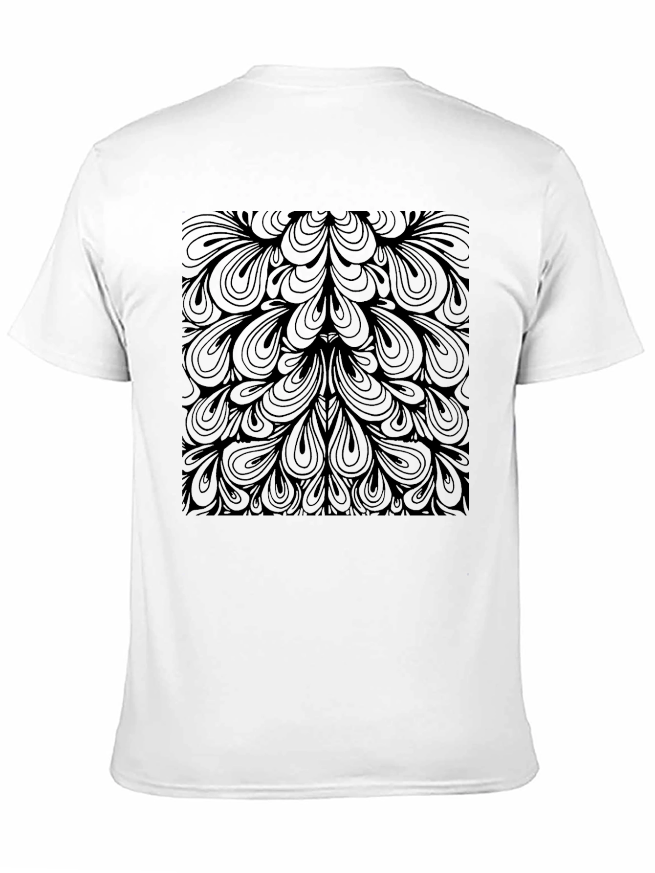 Black Abstract Pattern Graphic Tee - Black Cotton Blend view 11