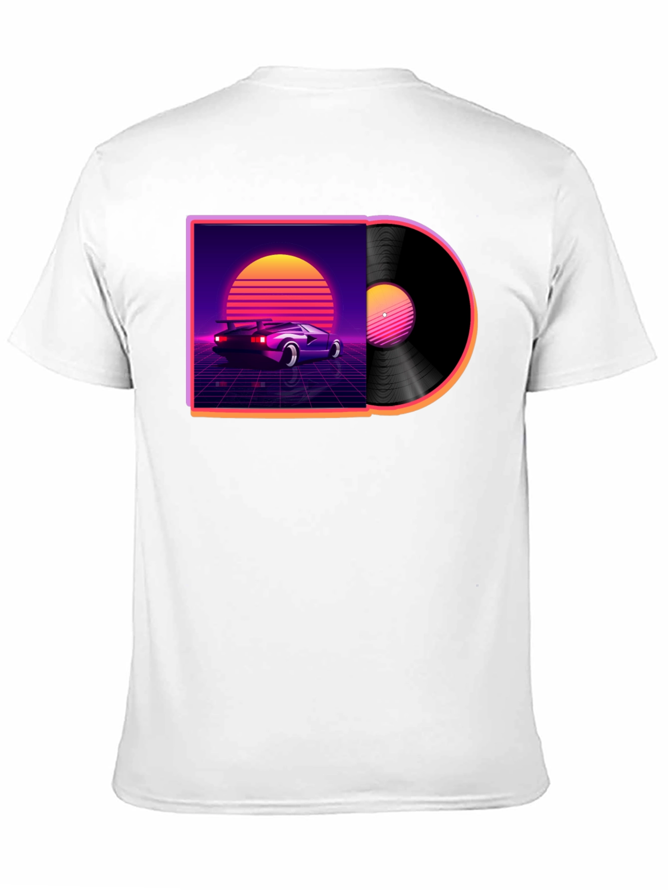 Black Retro Wave Vinyl T-Shirt - Classic Car Design view 11