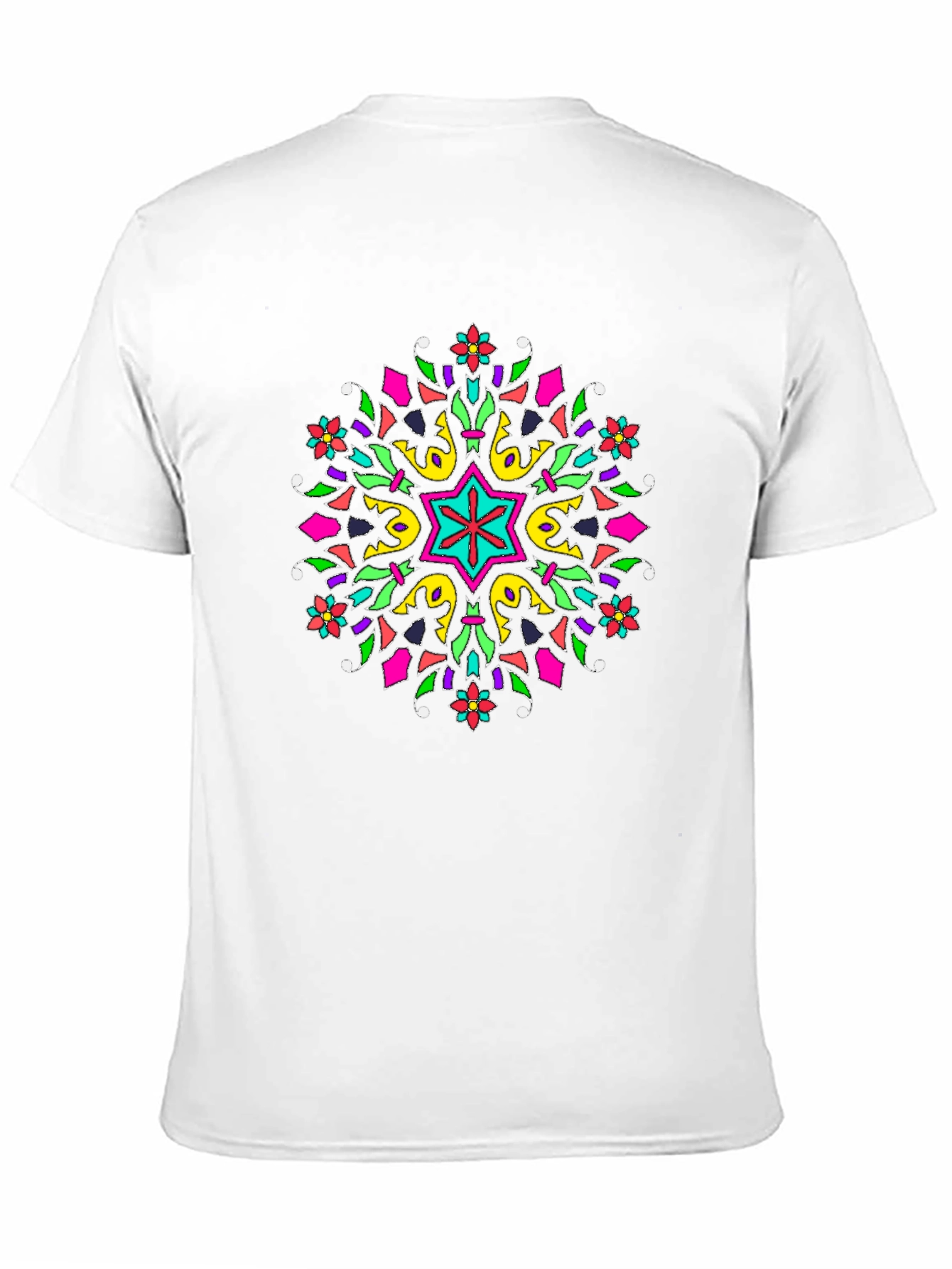 Black Vibrant Mandala Graphic Print Black T-Shirt view 11