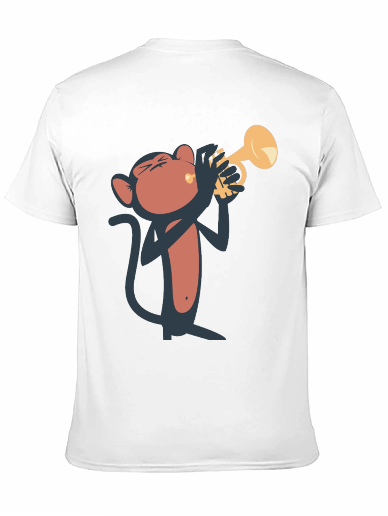 Black Monkey Playing Trumpet Graphic Tee - Black Cotton T-Shirt view 11