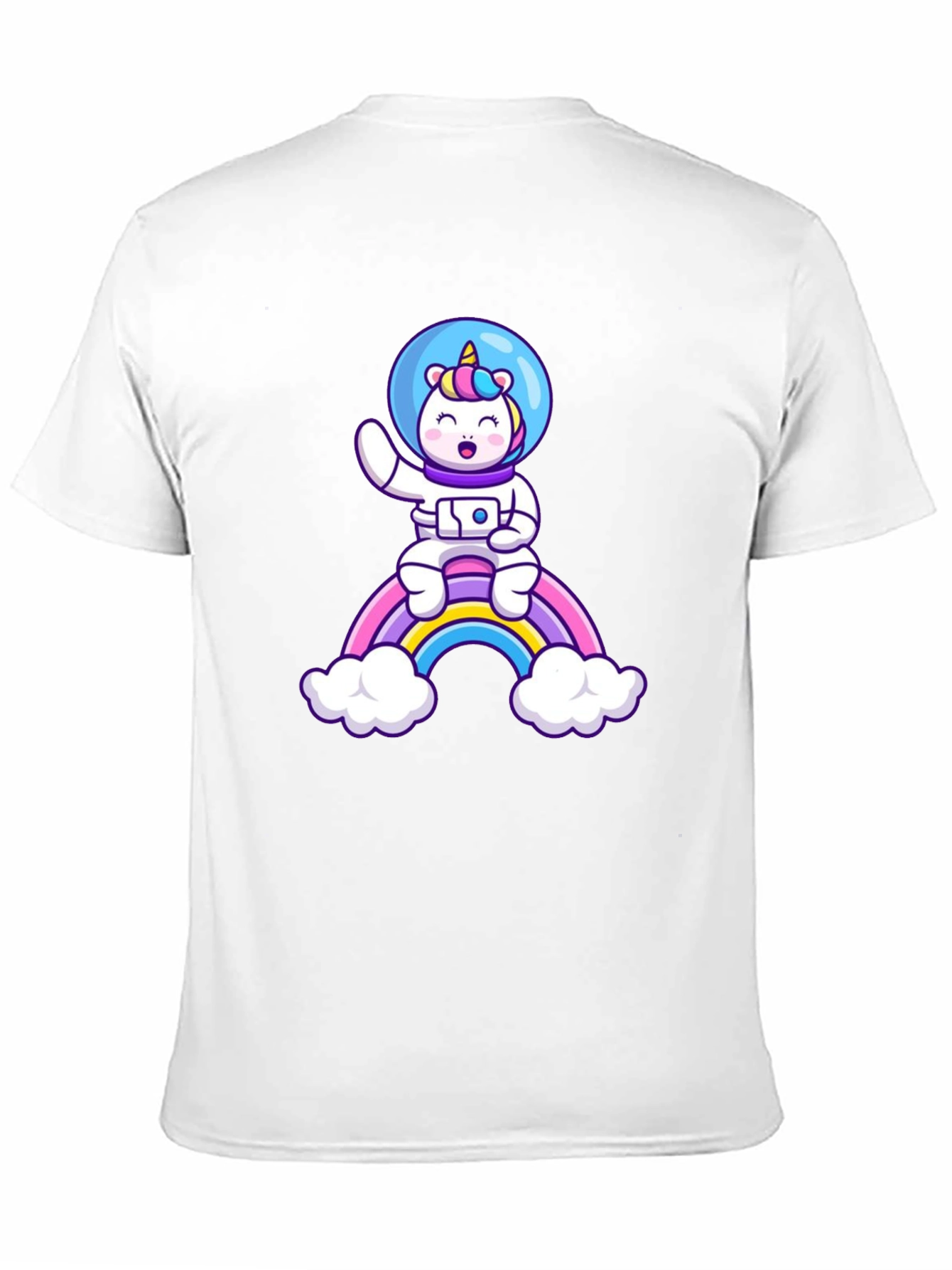 Black Unicorn Astronaut Rainbow T-Shirt view 11