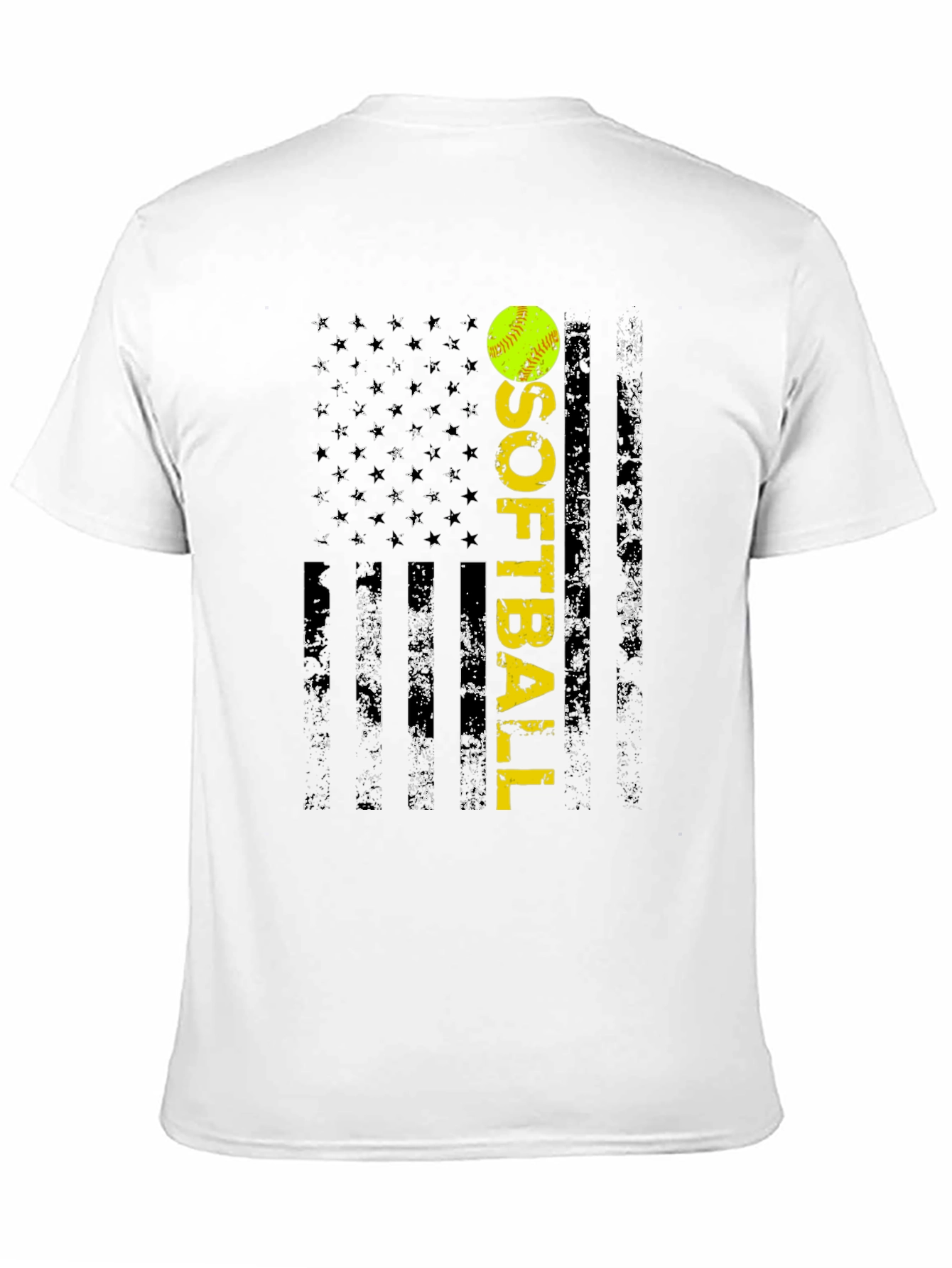 Black Softball Flag T-Shirt - Distressed USA Design view 11