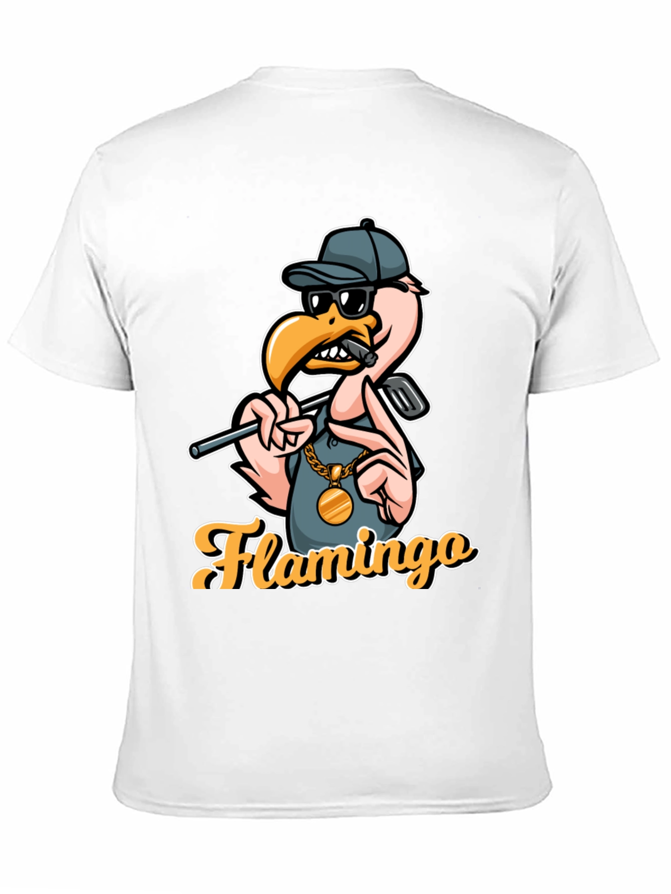 Black Cool Flamingo Golf T-Shirt view 11