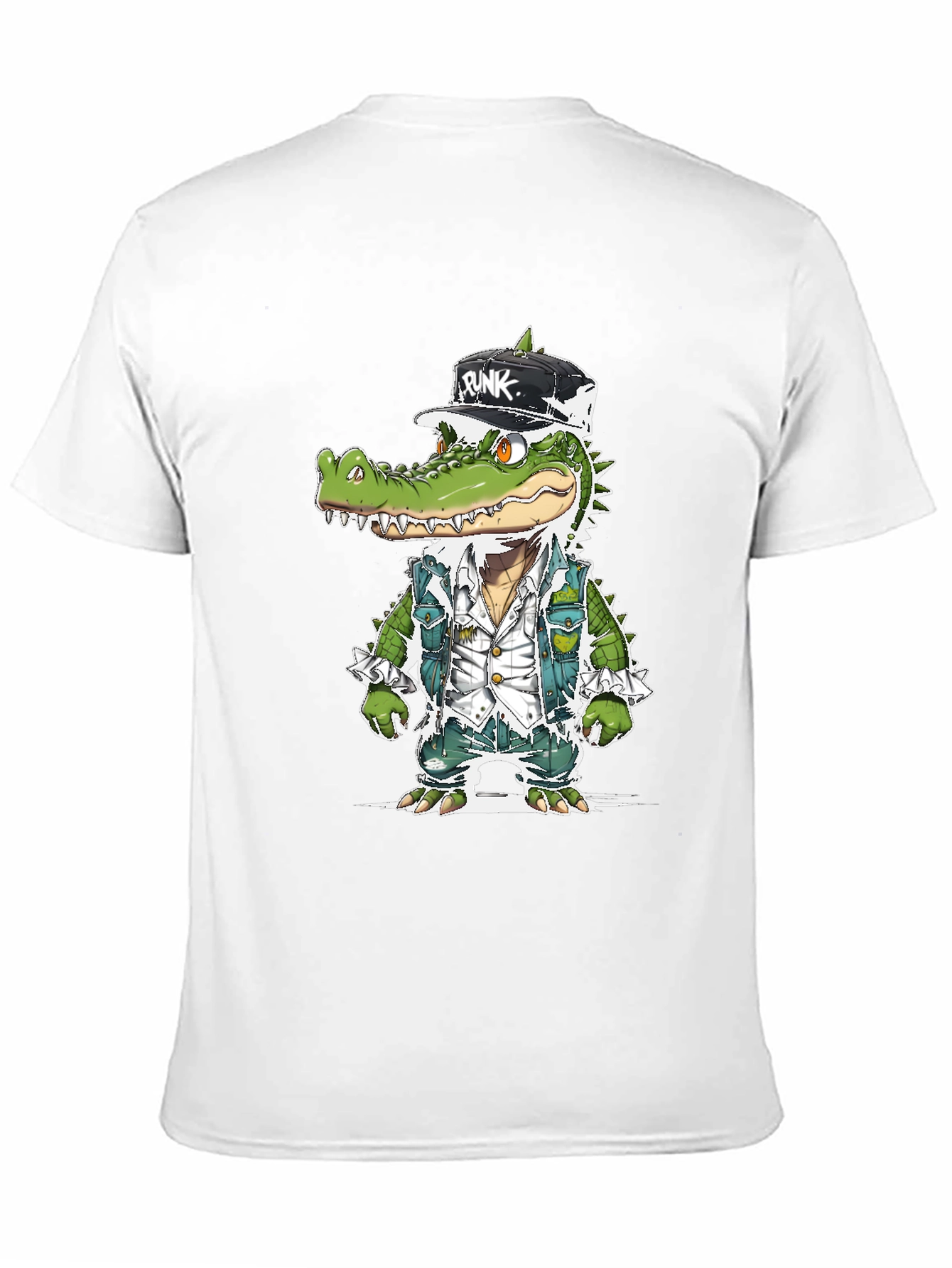 Black Punk Gator T-Shirt - Cool Reptile Streetwear view 11